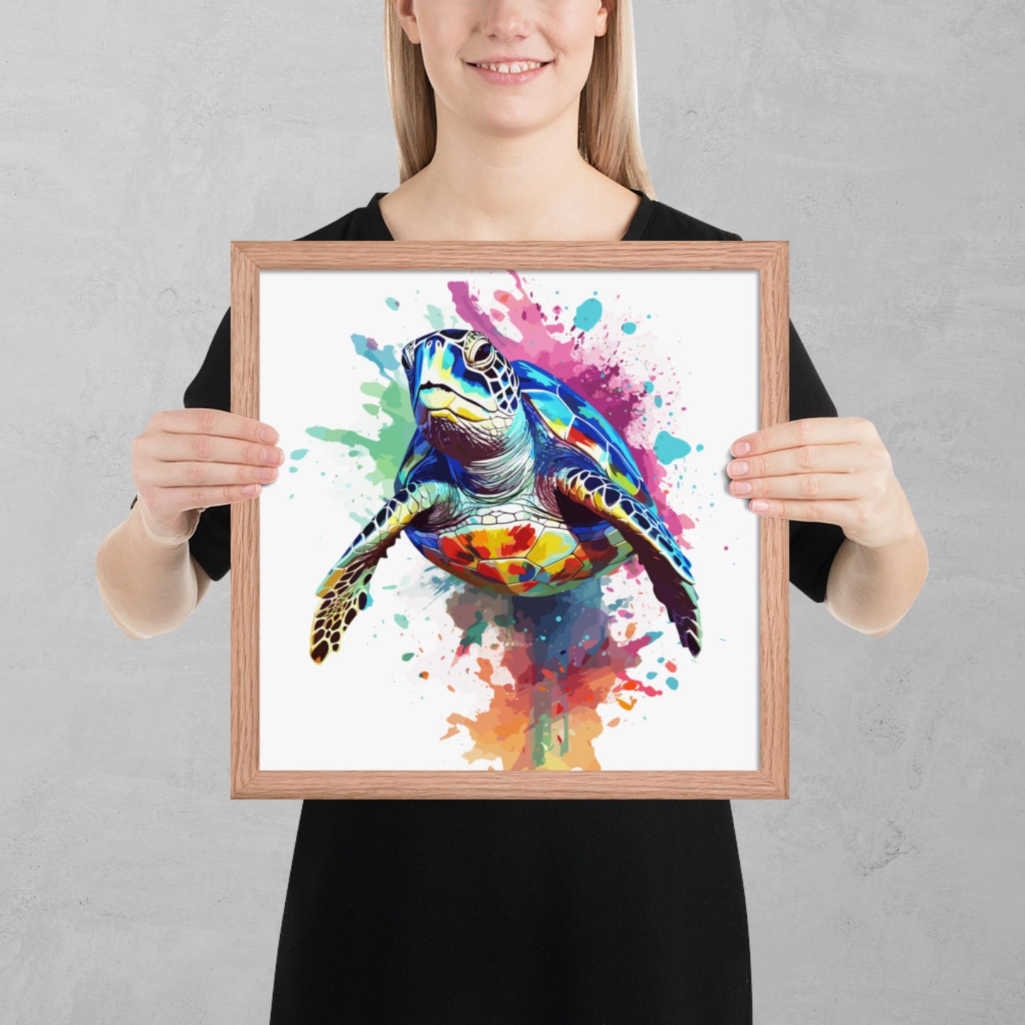 Rainbow Paint Turtle Framed Poster