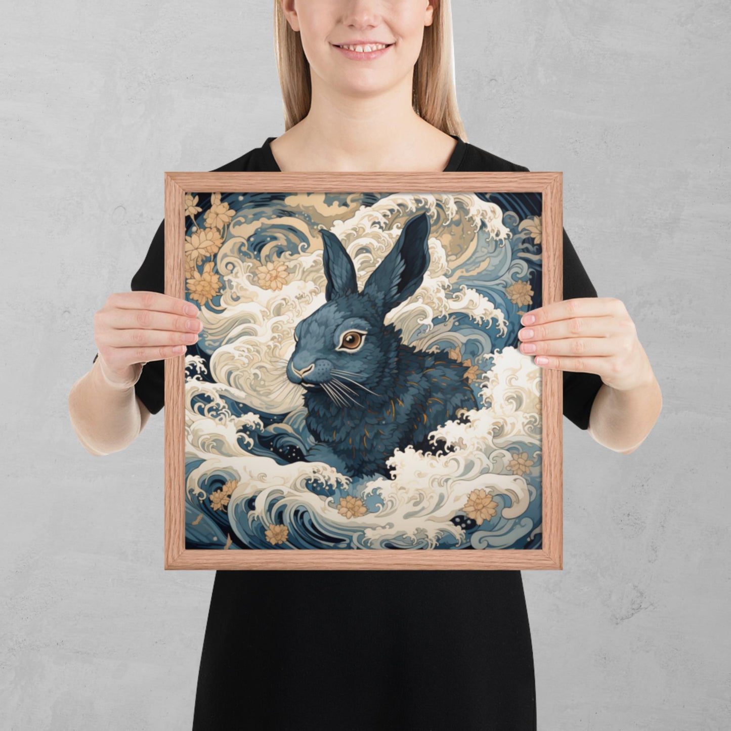 Ukiyo-e Rabbit Framed Poster