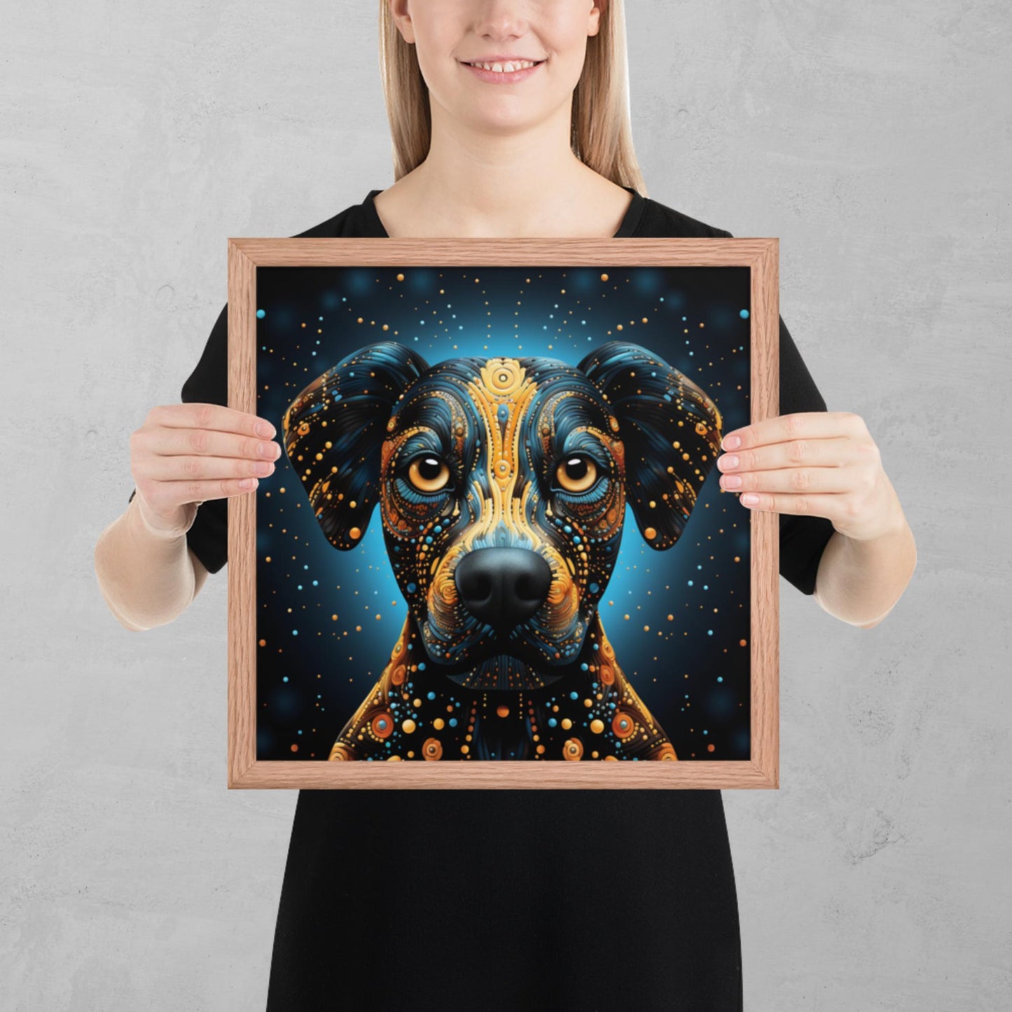 Dot Art Dog Framed Poster