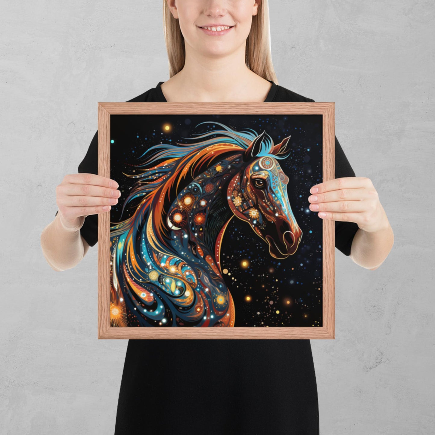 Dot Art Horse Framed Poster