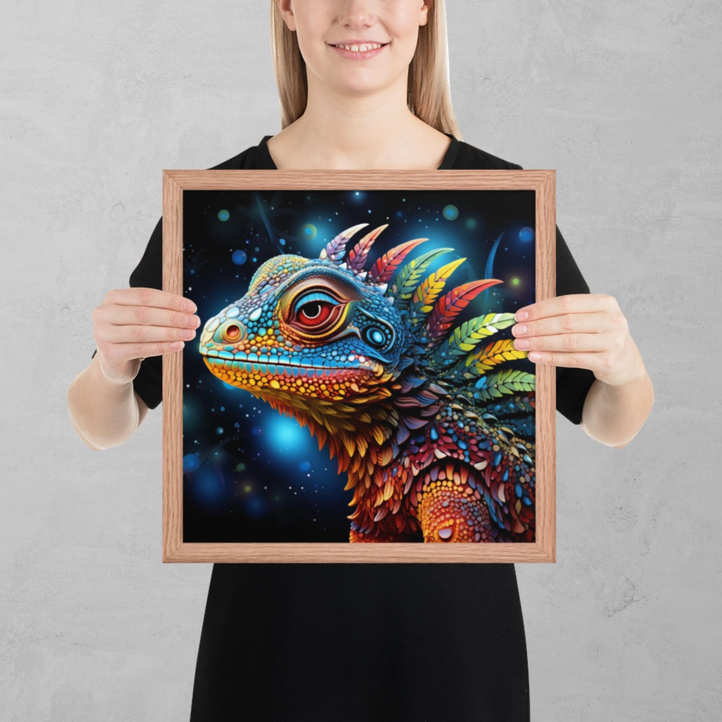 Dot Art Iguana Framed Poster