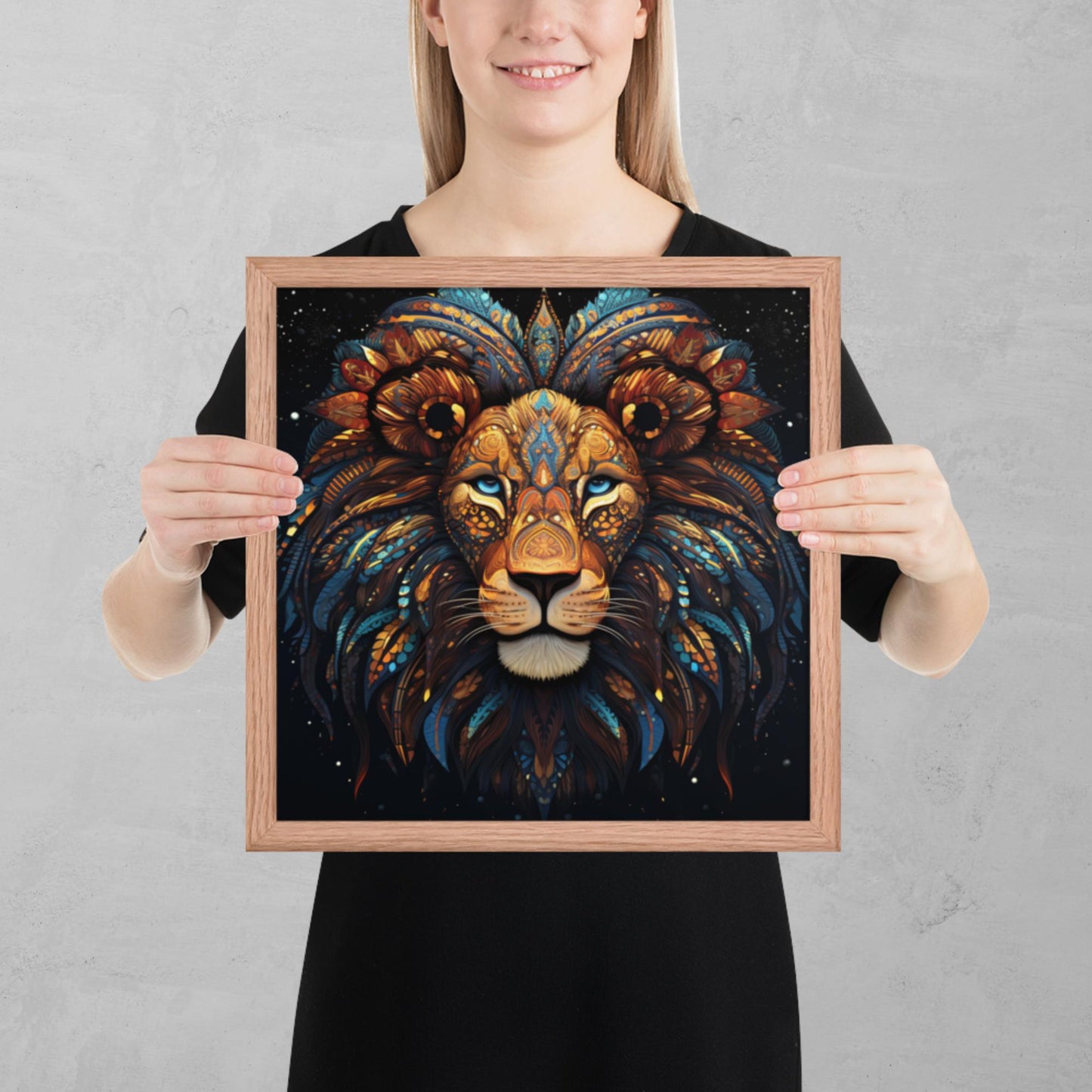 Dot Art Lion Framed Poster