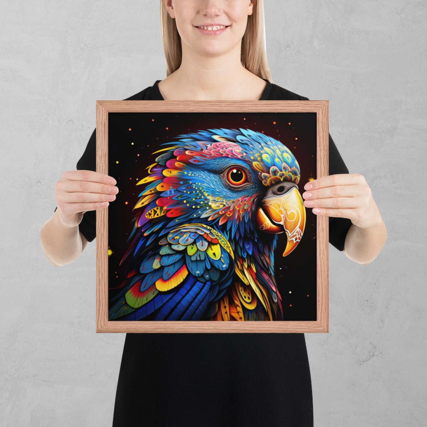 Dot Art Parrot Framed Poster