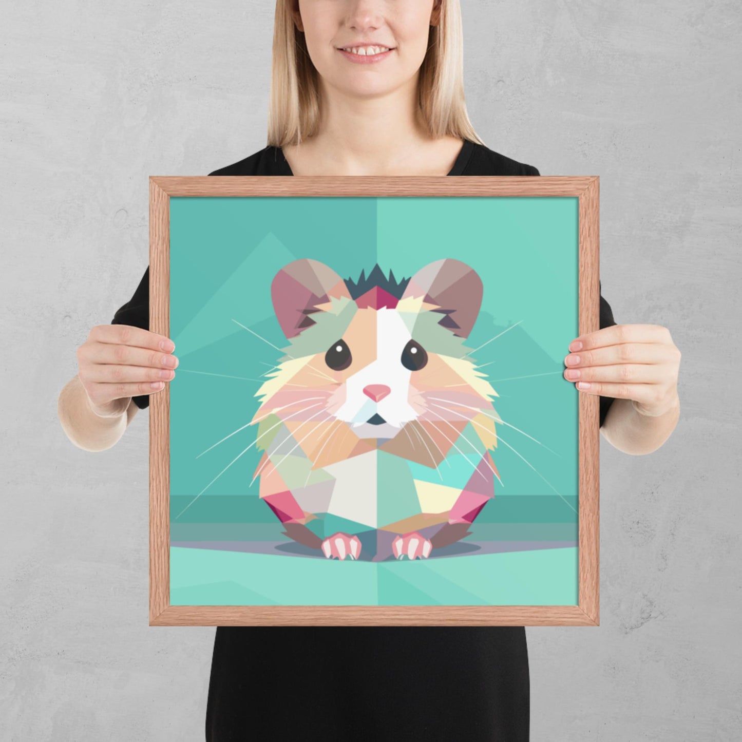 Green and Pink Hamster Framed Poster