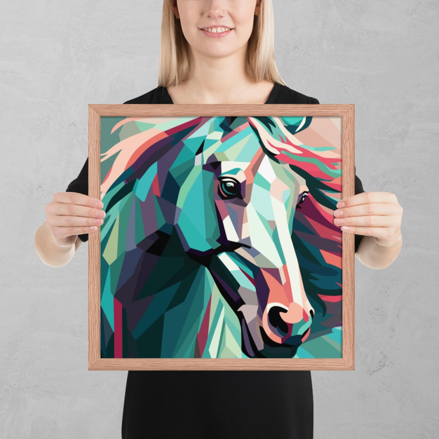 Green and Pink Horse Framed Poster