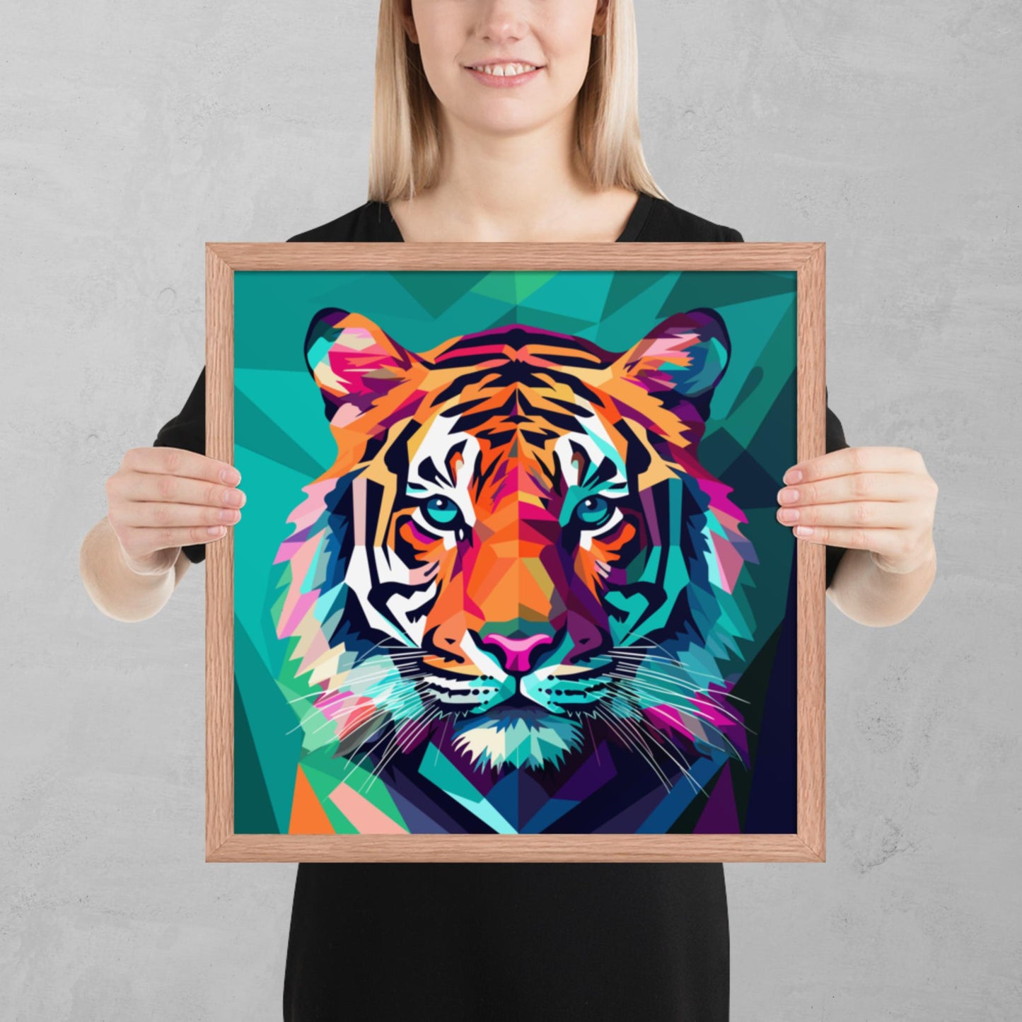 Green and Pink Tiger Framed Poster