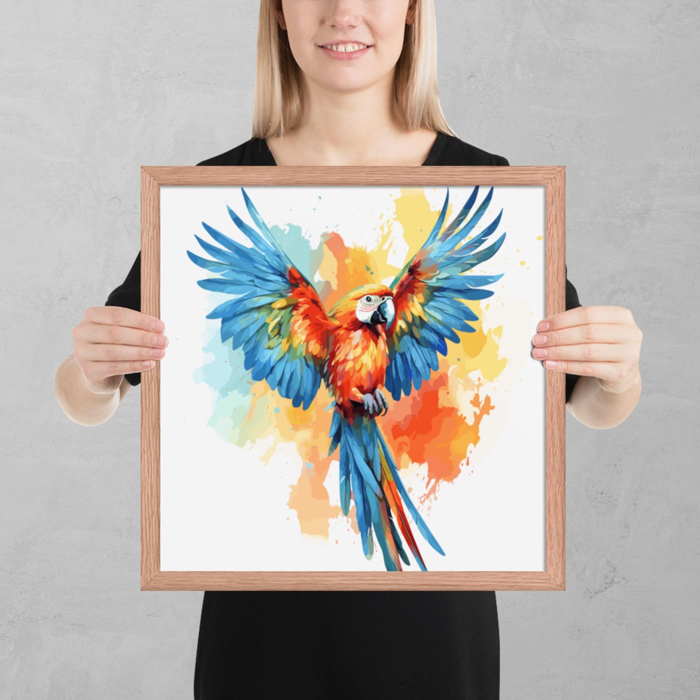 Rainbow Paint Parrot Framed Poster