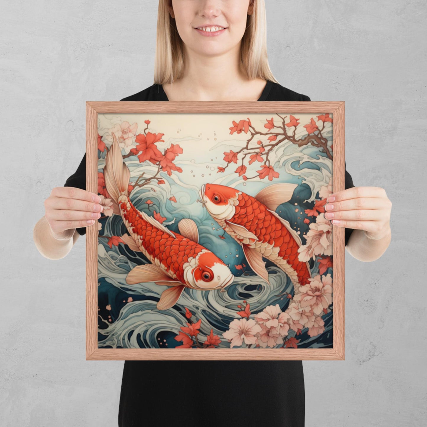 Ukiyo-e Koi Fish Framed Poster