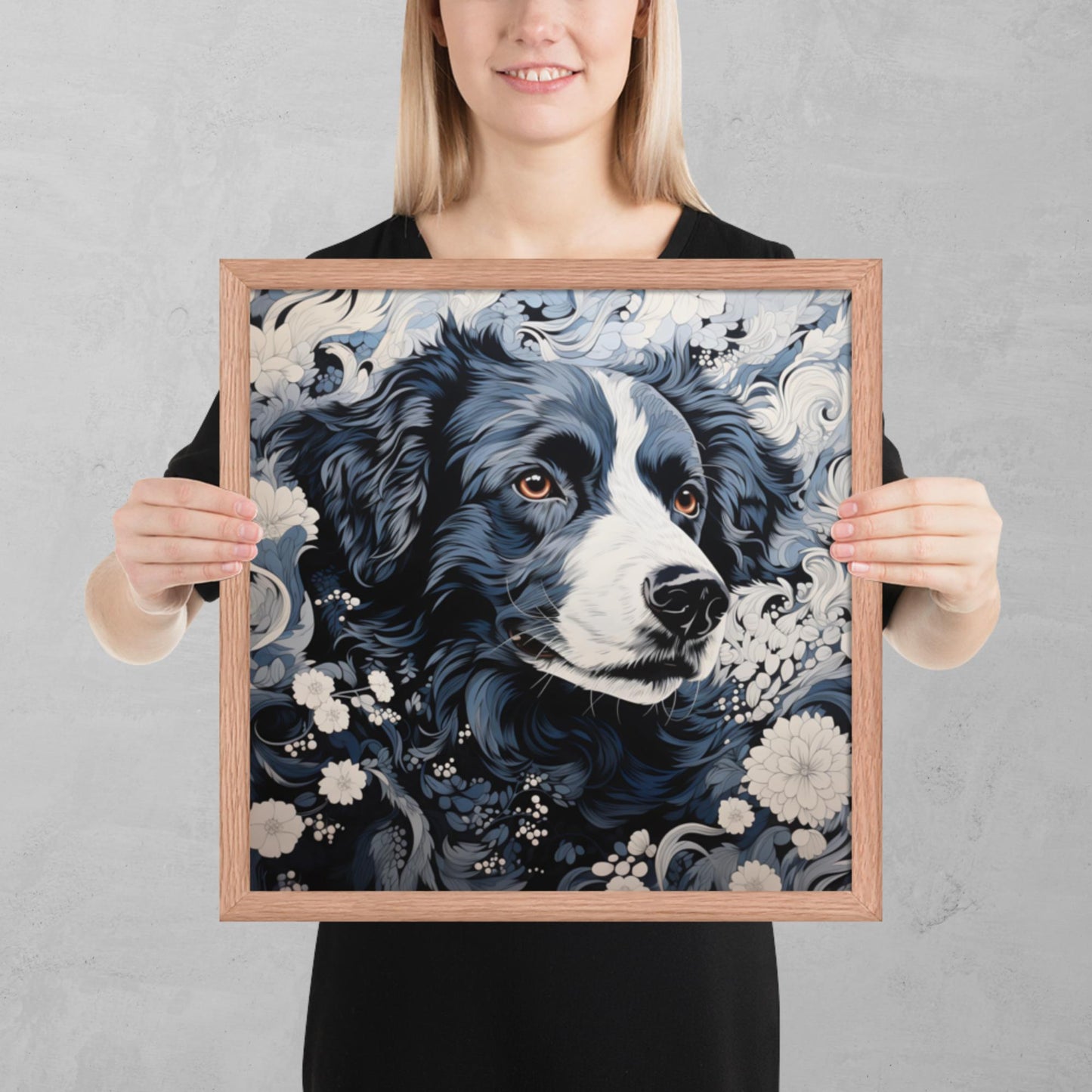 Ukiyo-e Dog Framed Poster