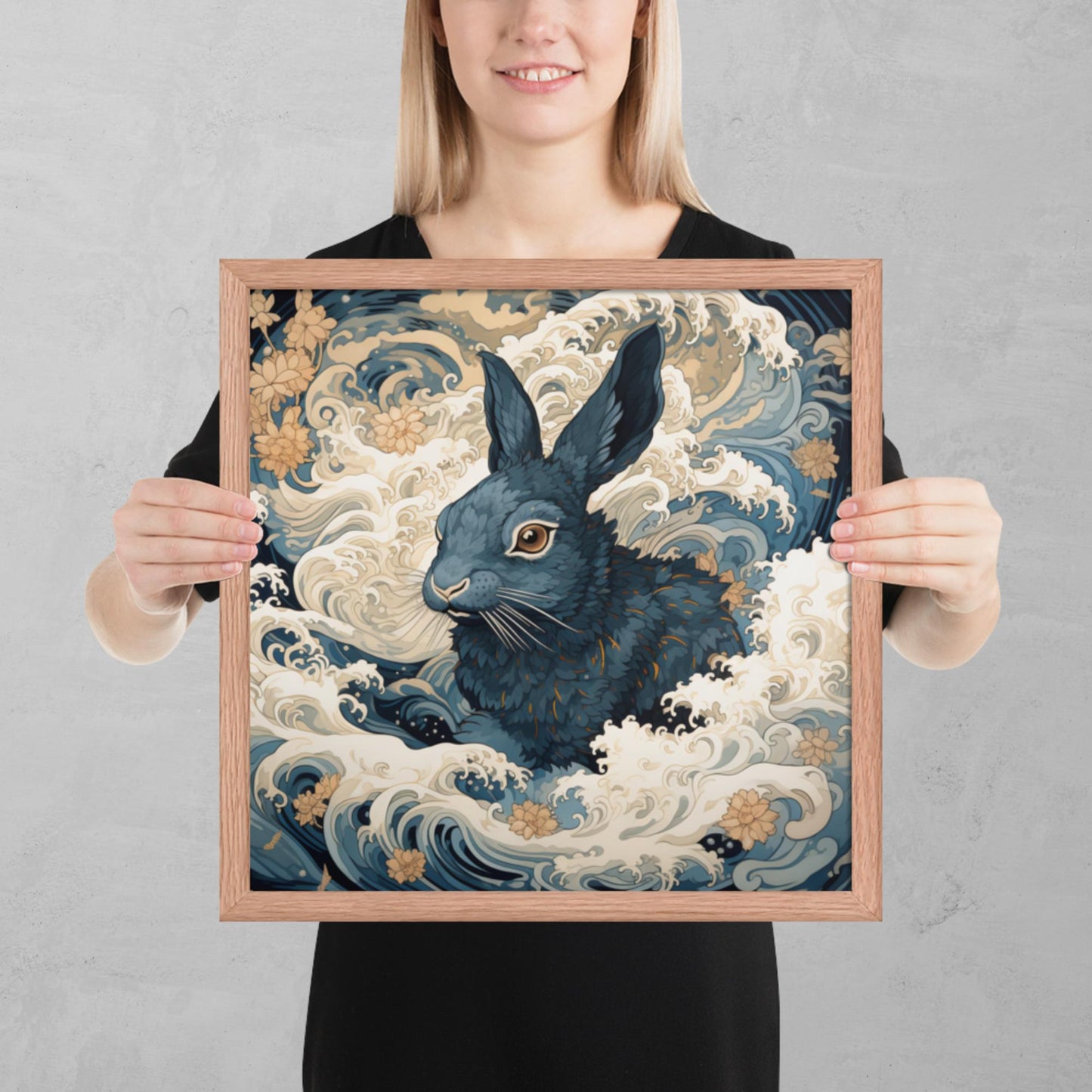 Ukiyo-e Rabbit Framed Poster