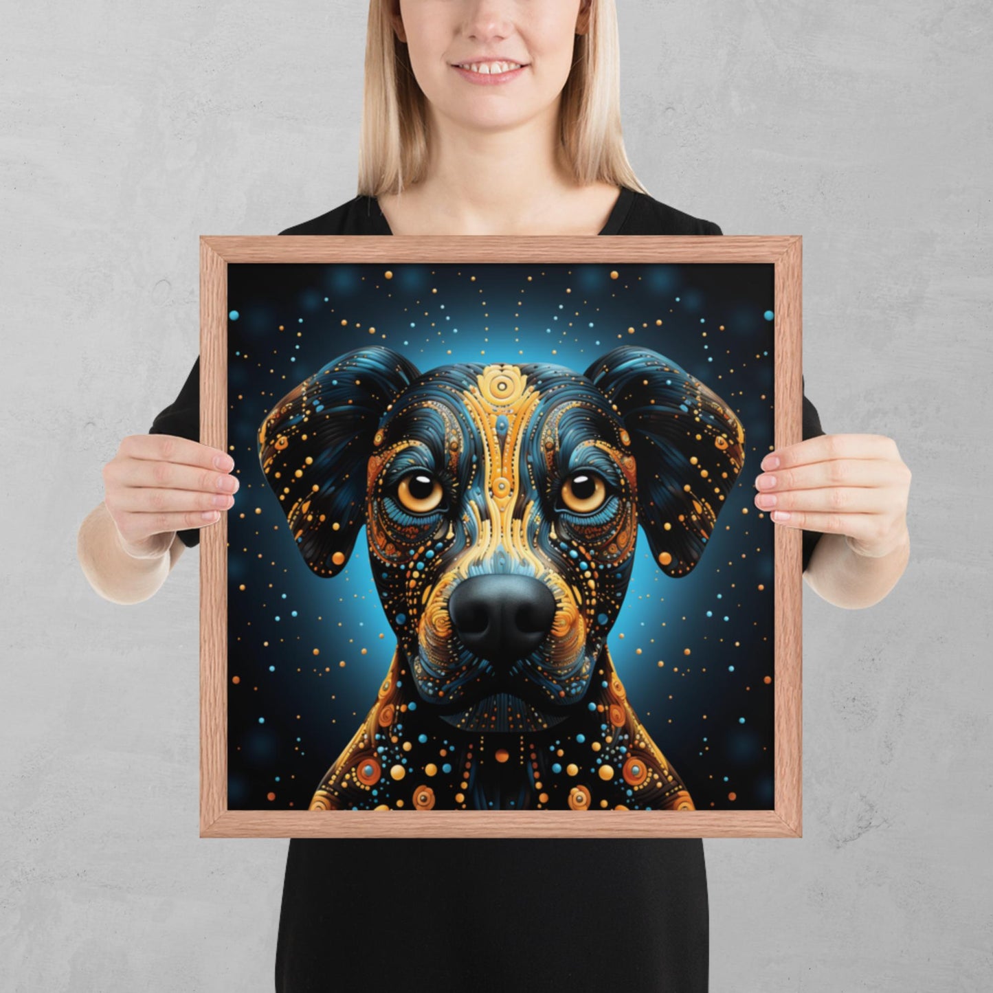 Dot Art Dog Framed Poster