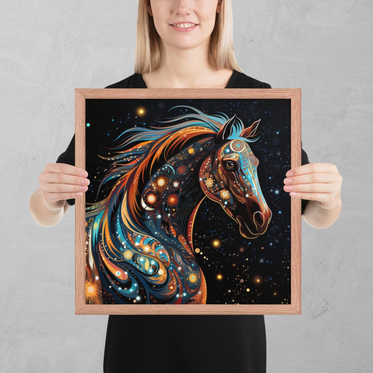 Dot Art Horse Framed Poster