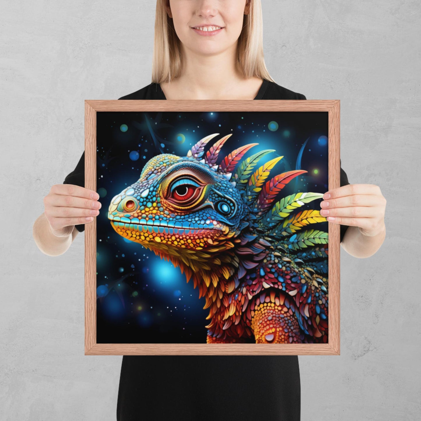 Dot Art Iguana Framed Poster