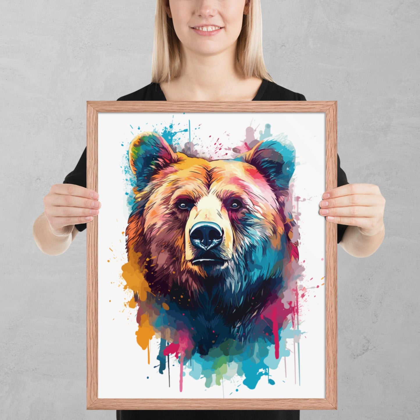 Rainbow Paint Bear Framed Poster