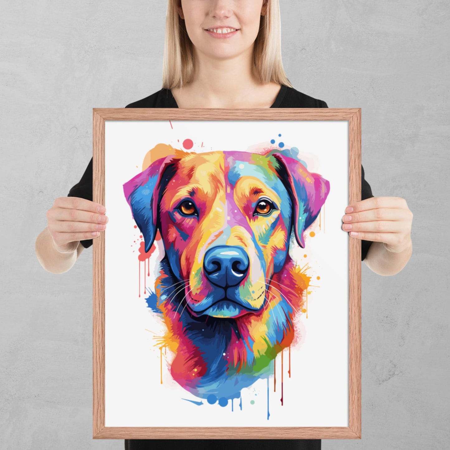 Rainbow Paint Dog Framed Poster