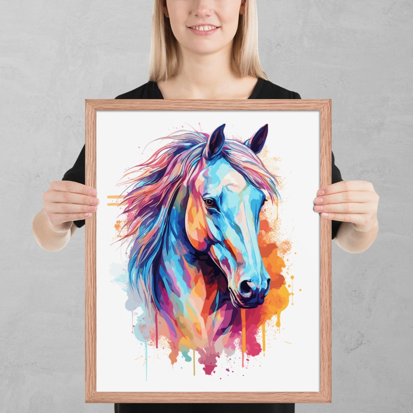 Rainbow Paint Horse Framed Poster