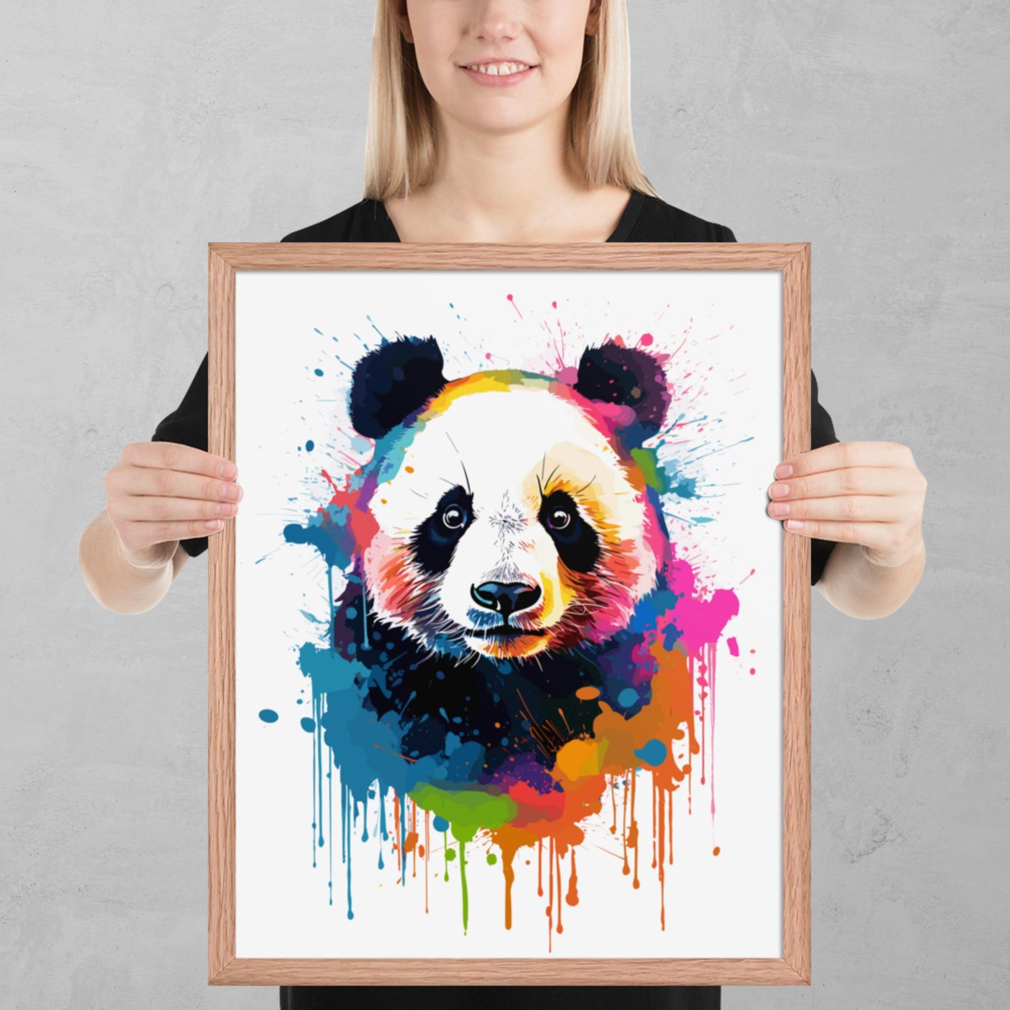 Rainbow Paint Panda Framed Poster