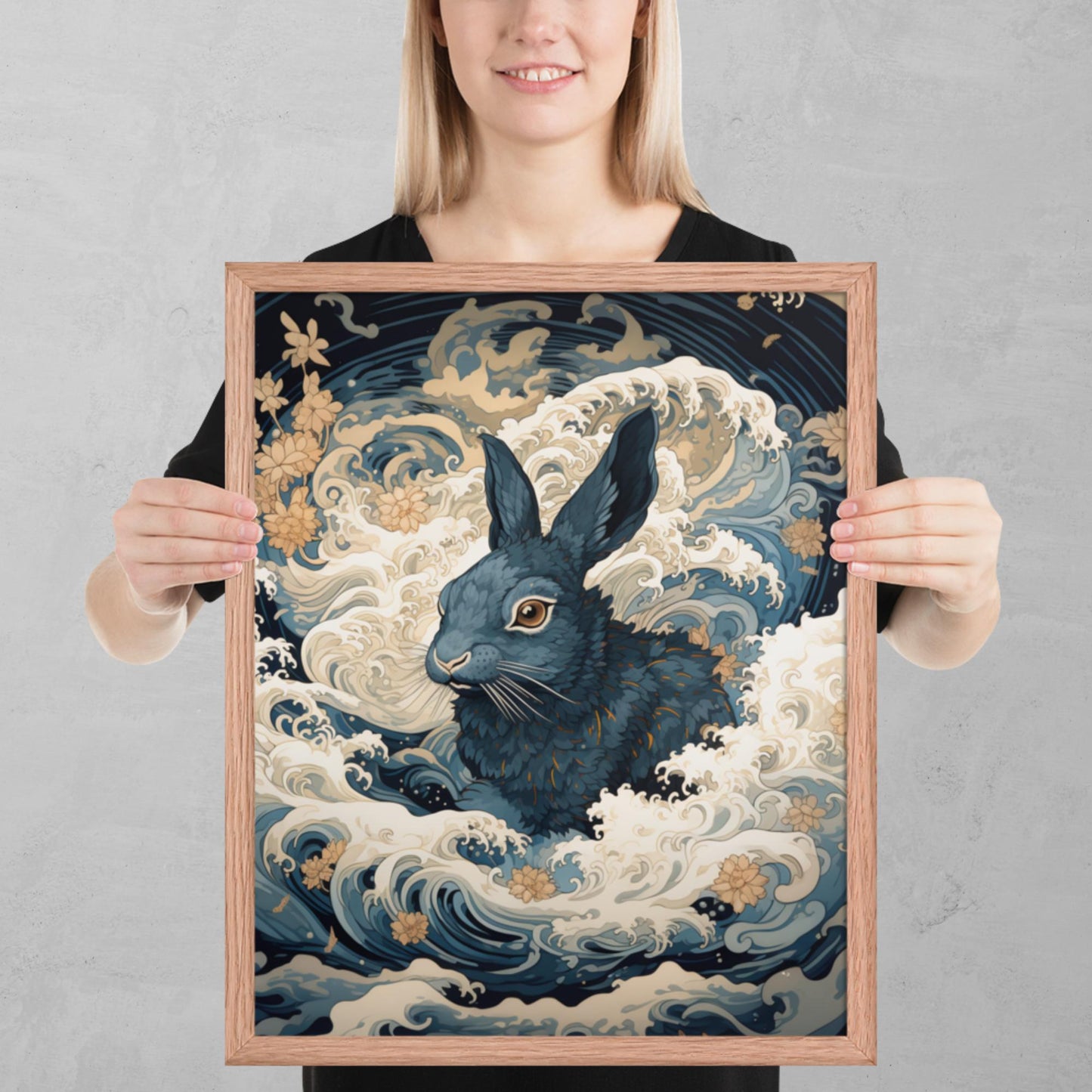 Ukiyo-e Rabbit Framed Poster