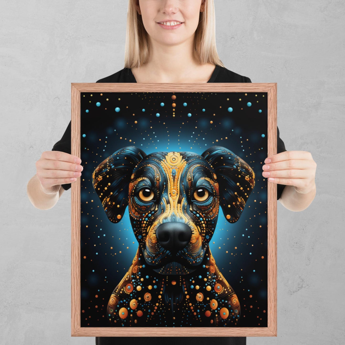 Dot Art Dog Framed Poster