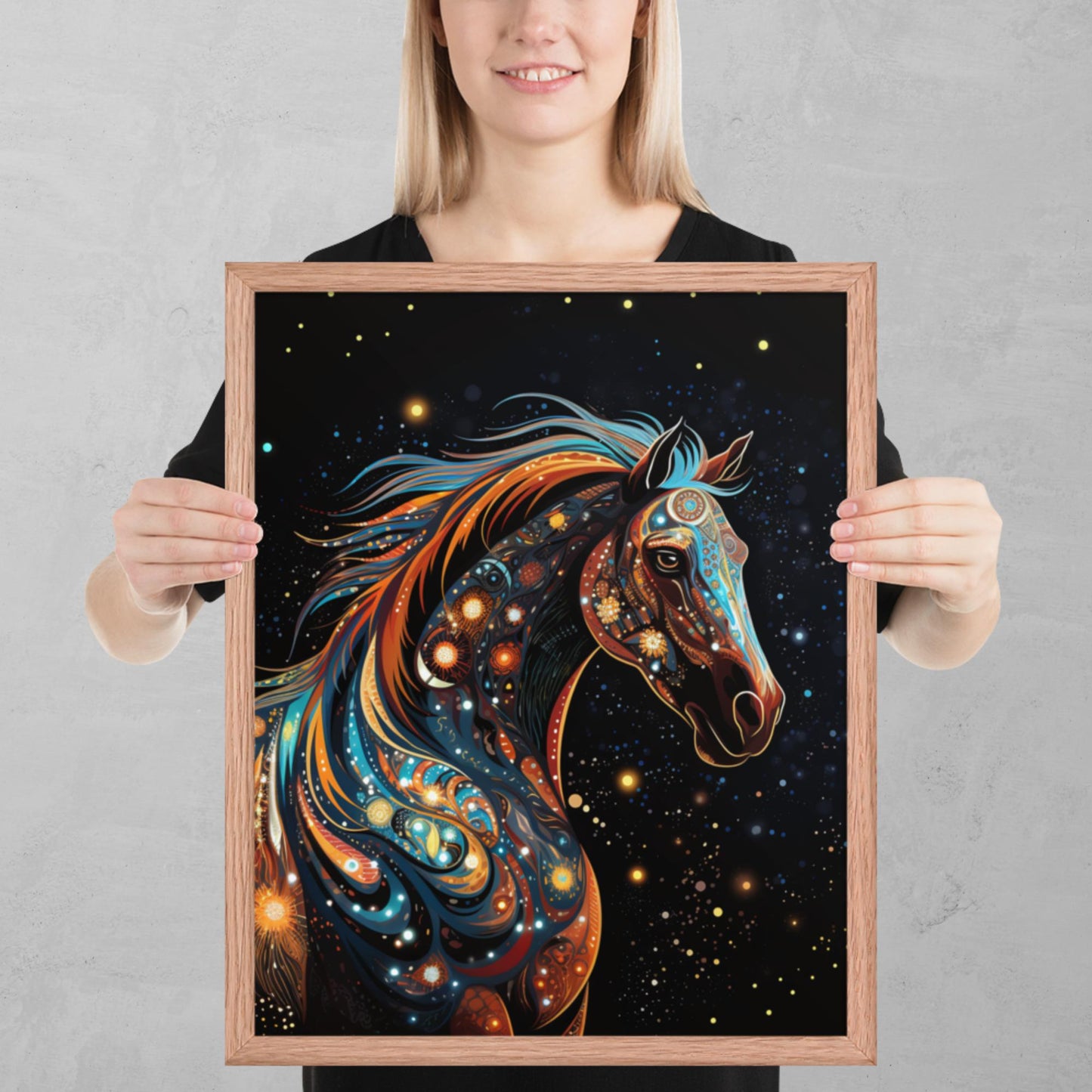 Dot Art Horse Framed Poster