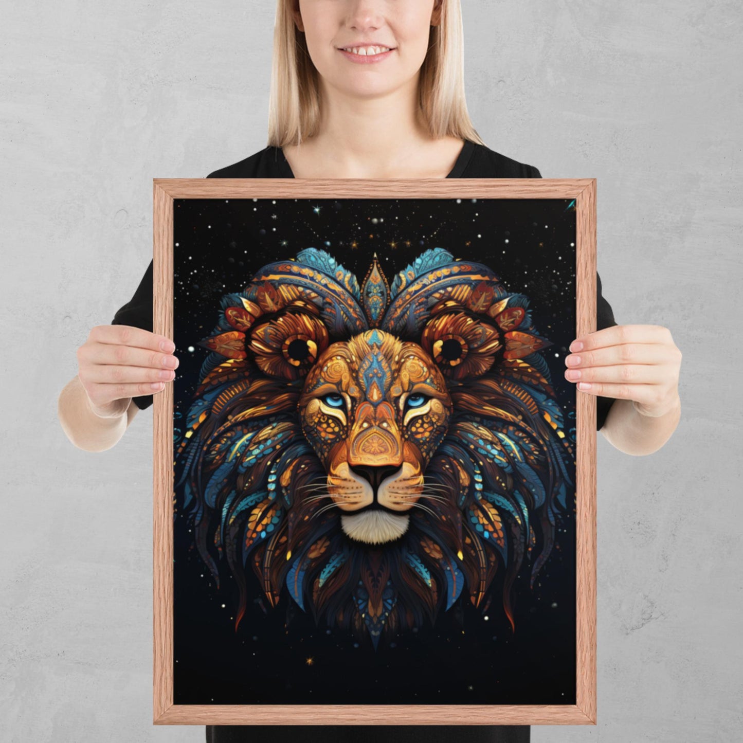 Dot Art Lion Framed Poster