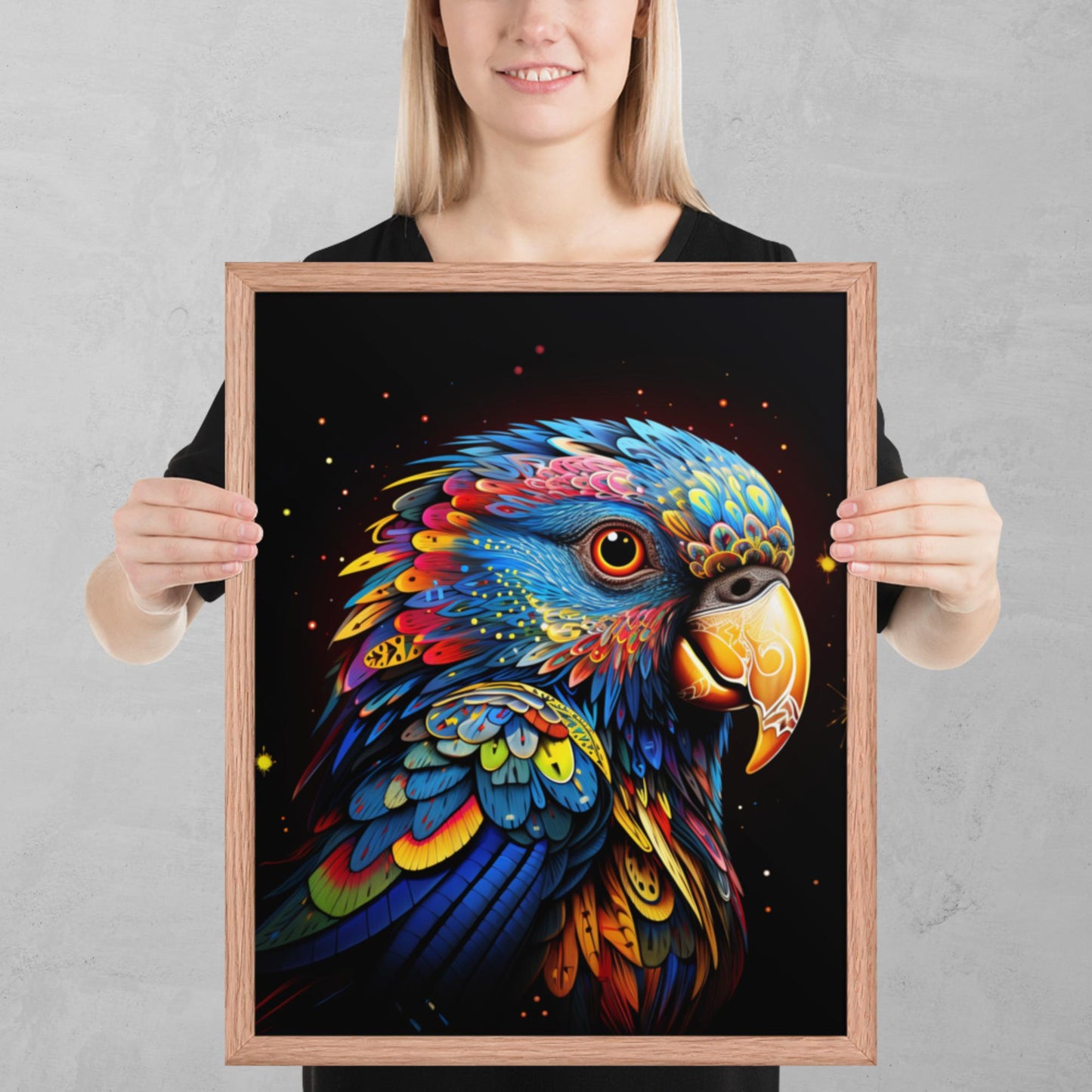 Dot Art Parrot Framed Poster