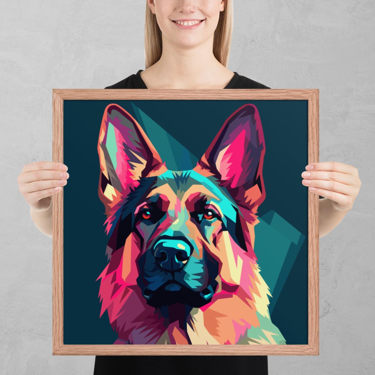 Green and Pink Dog Framed Poster