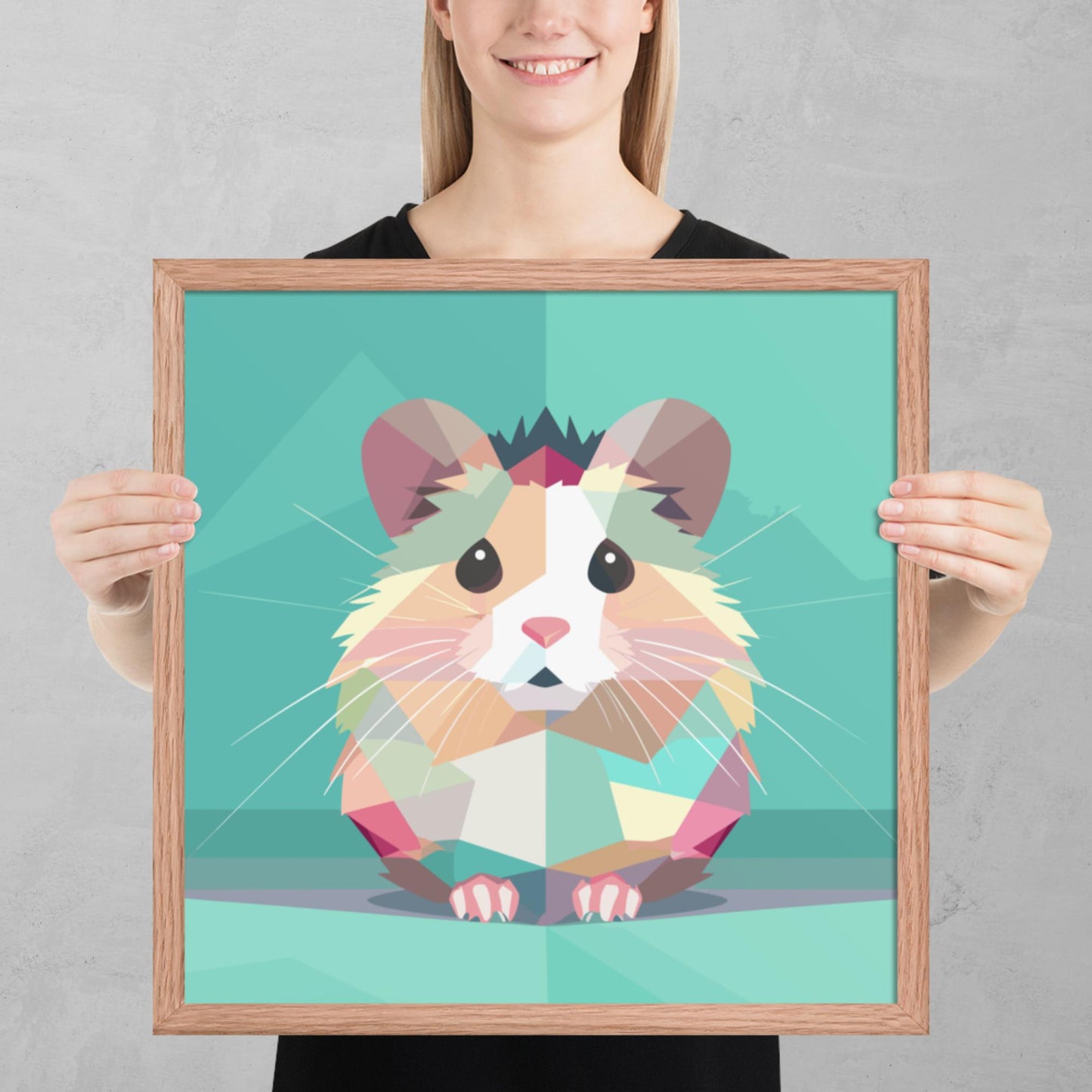 Green and Pink Hamster Framed Poster