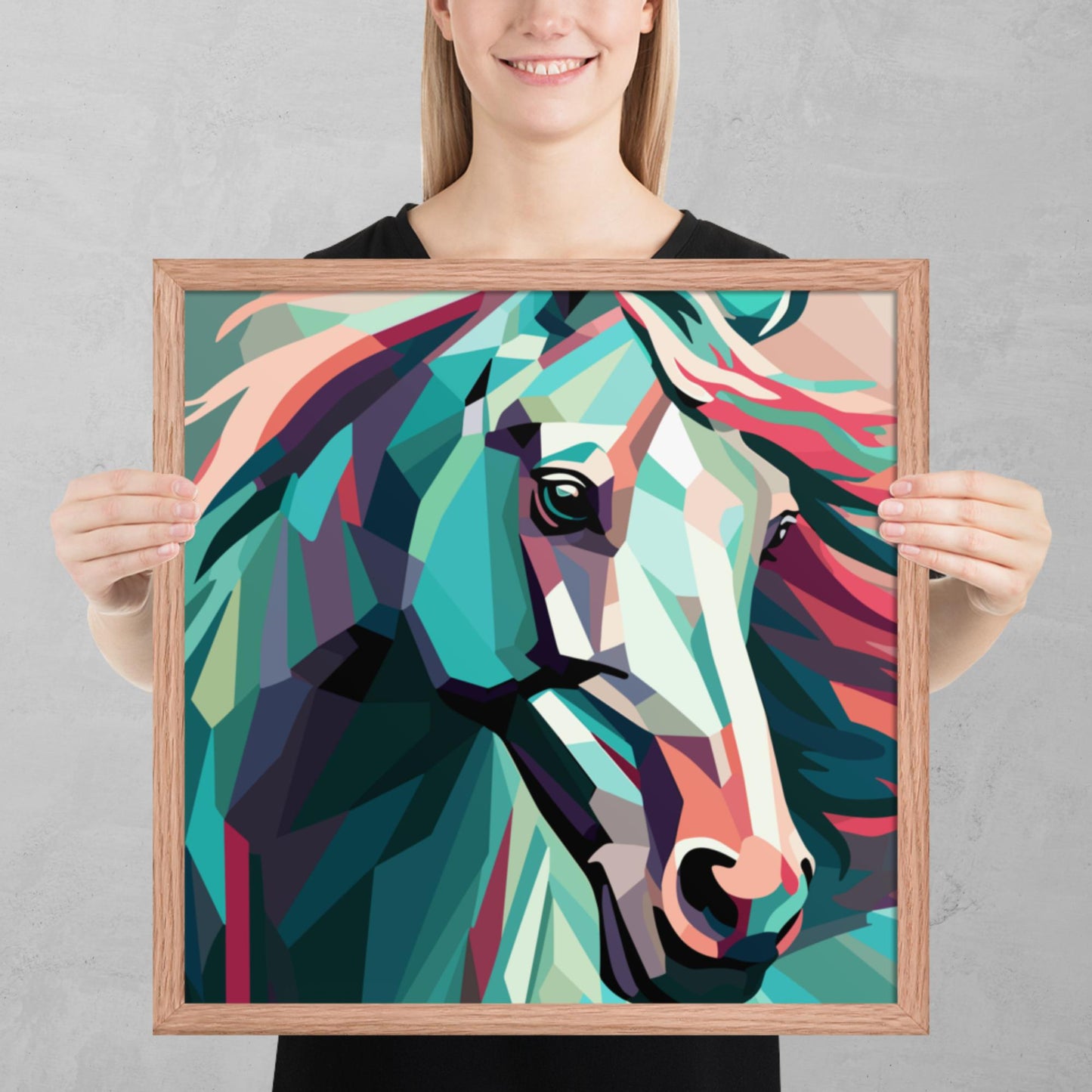 Green and Pink Horse Framed Poster