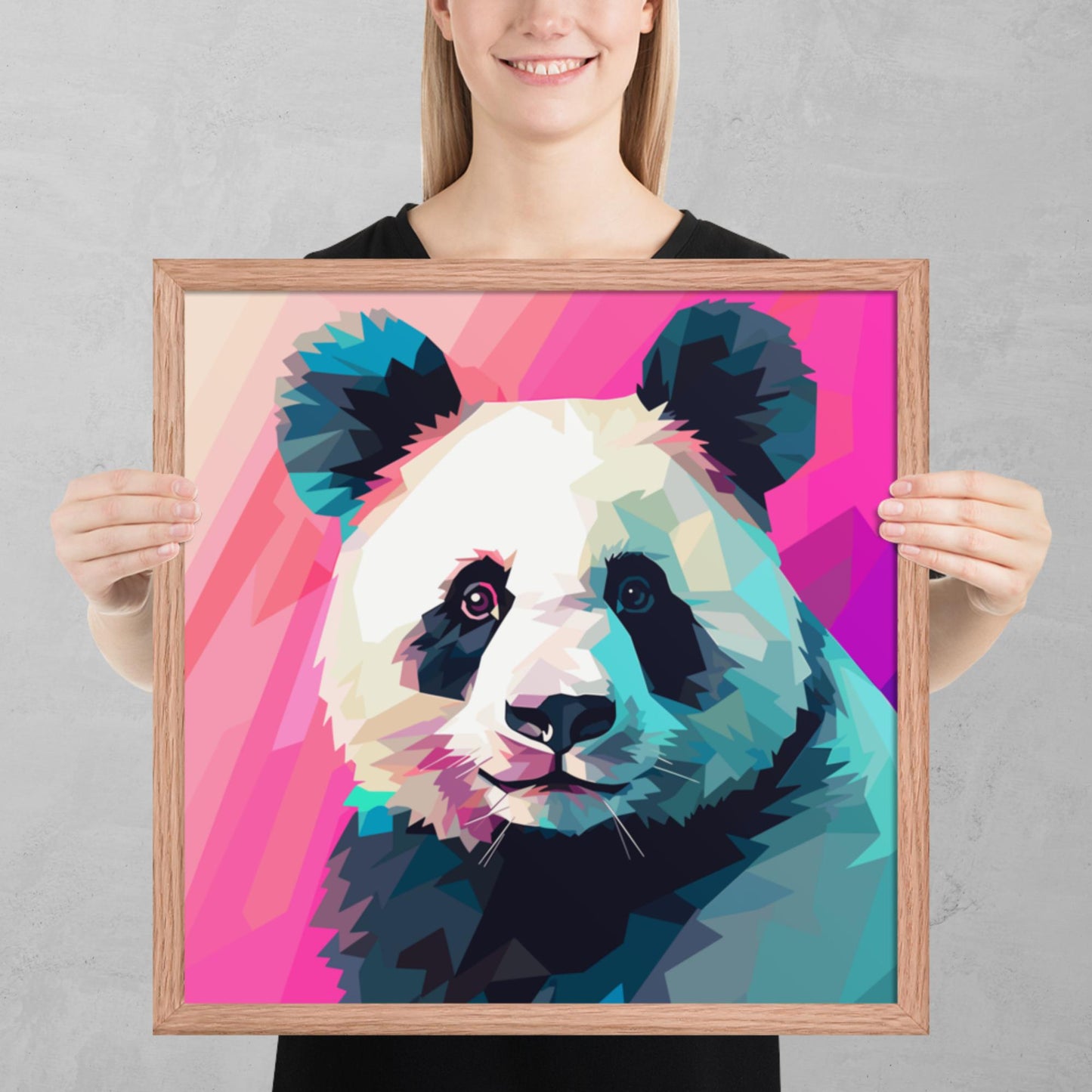 Green and Pink Panda Framed Poster