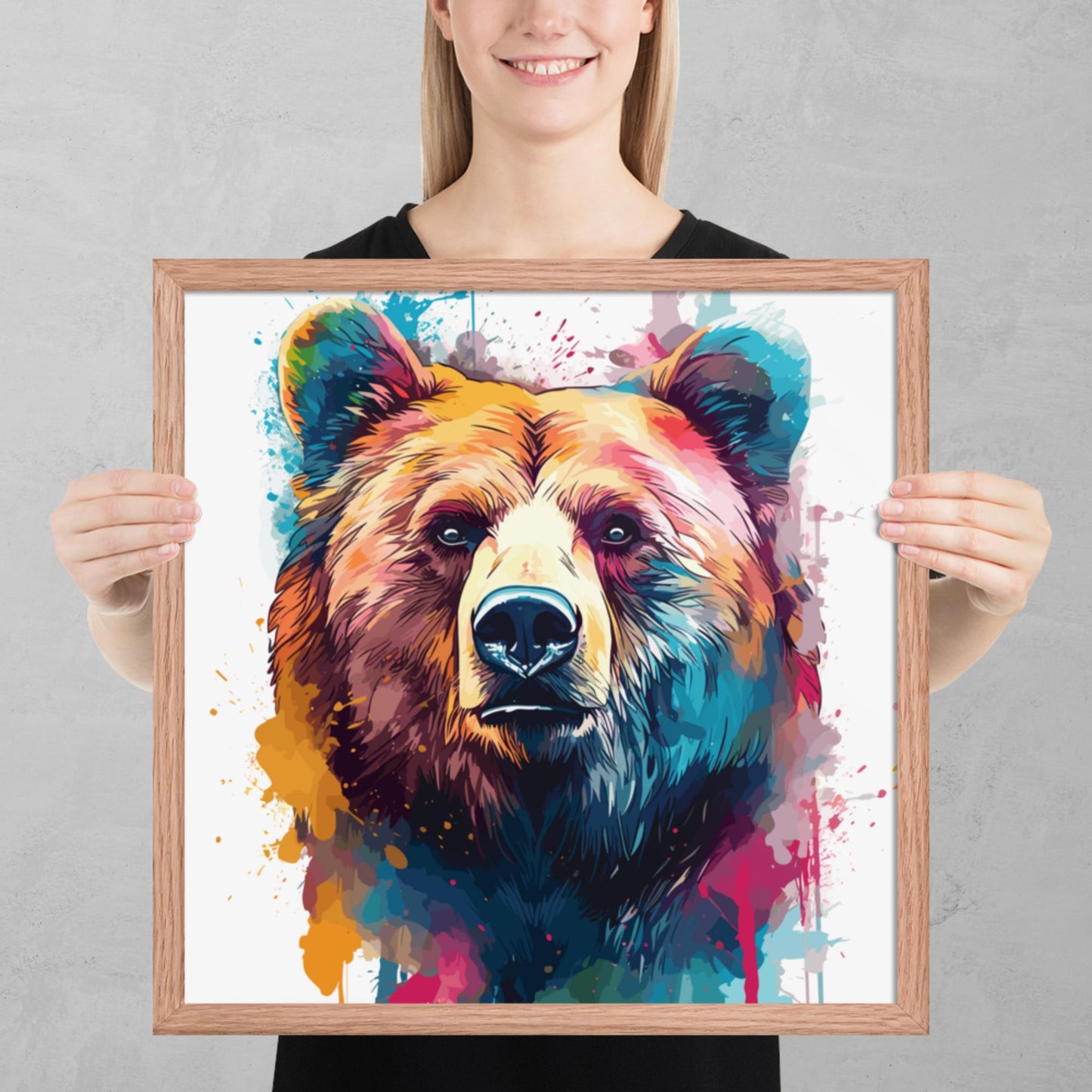 Rainbow Paint Bear Framed Poster