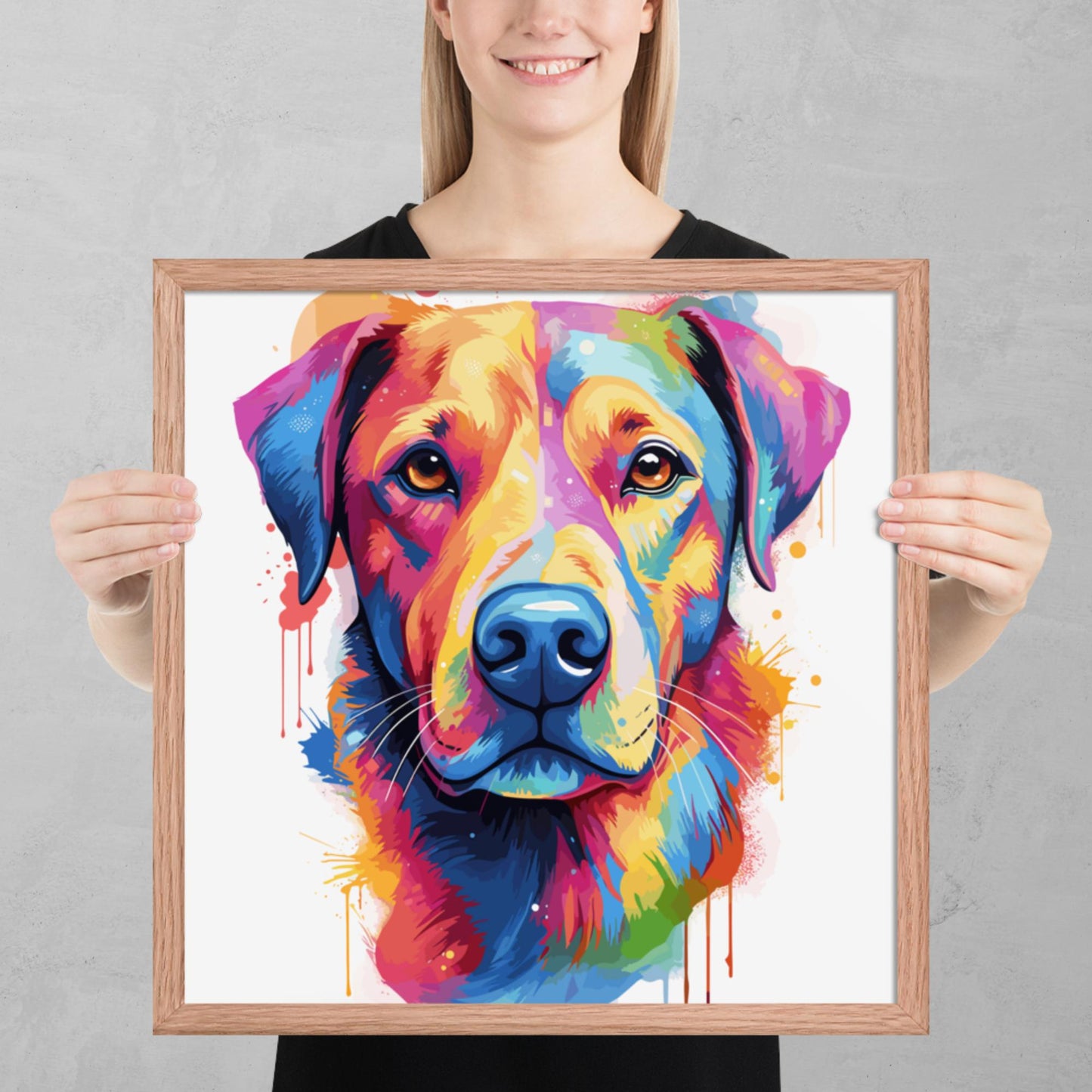 Rainbow Paint Dog Framed Poster