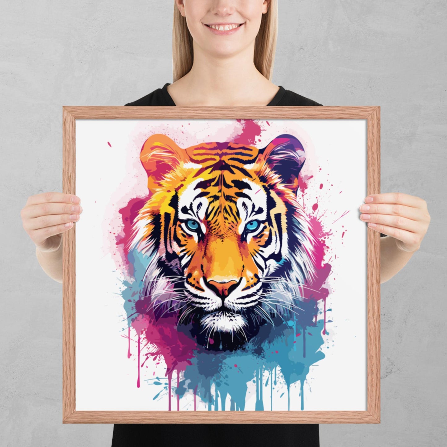 Rainbow Paint Tiger Framed Poster