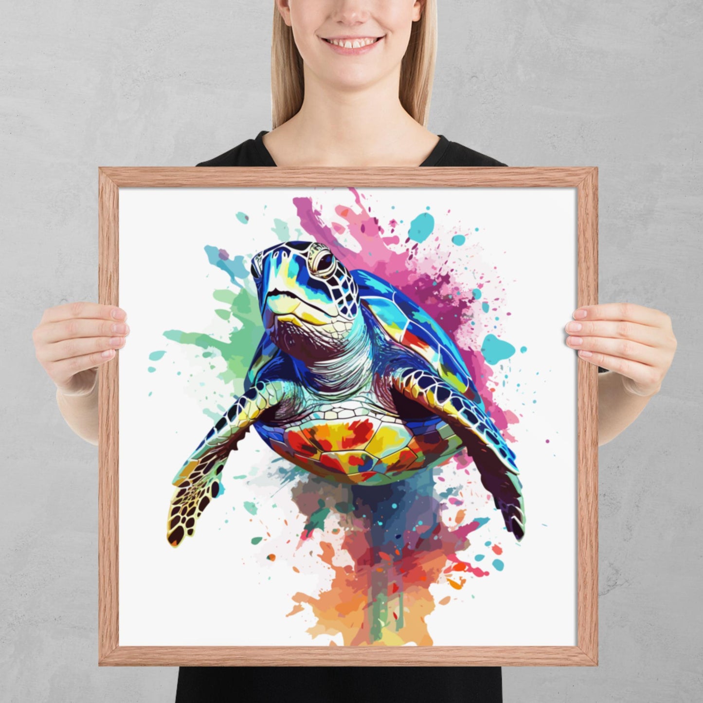 Rainbow Paint Turtle Framed Poster