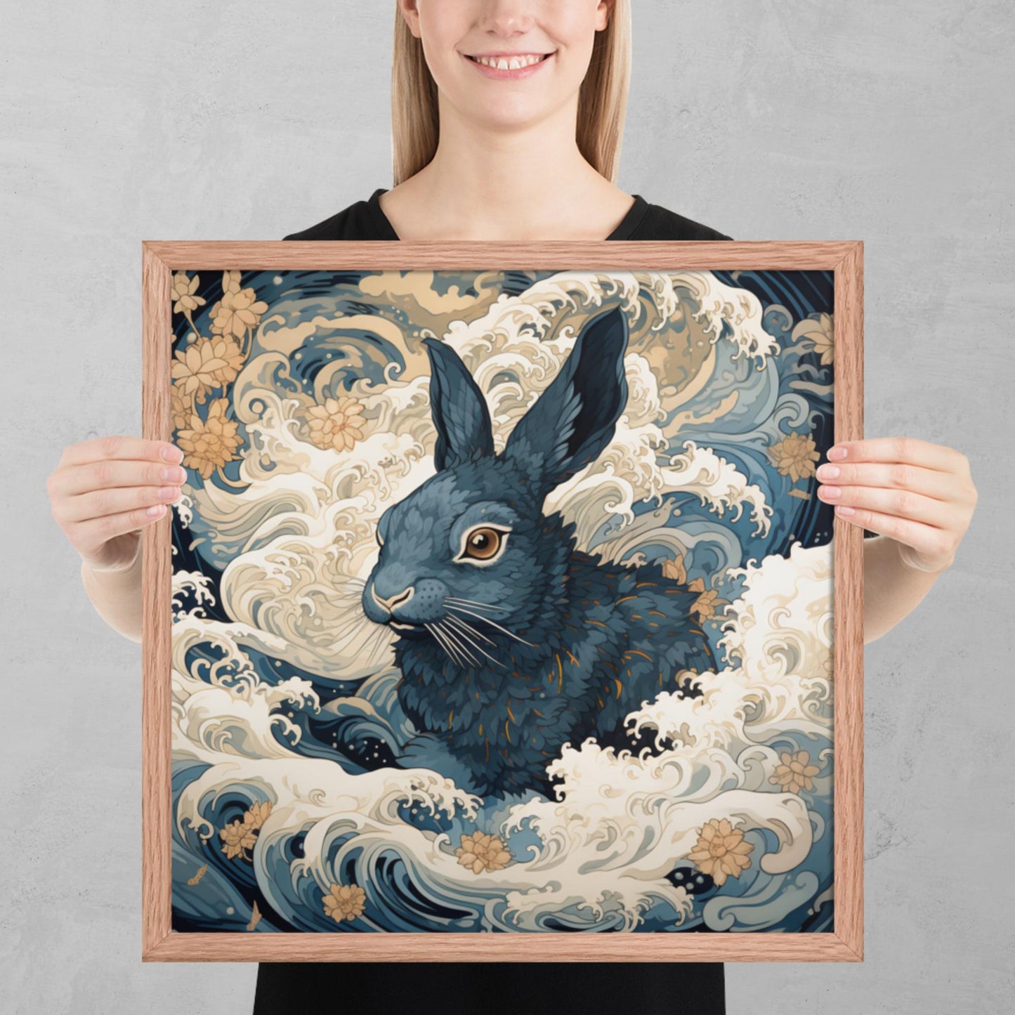 Ukiyo-e Rabbit Framed Poster