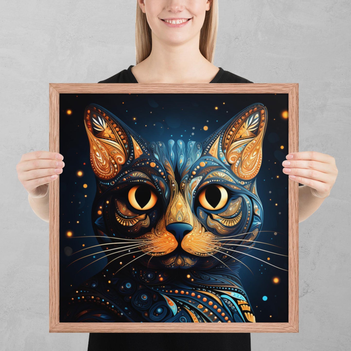 Dot Art Cat Framed Poster