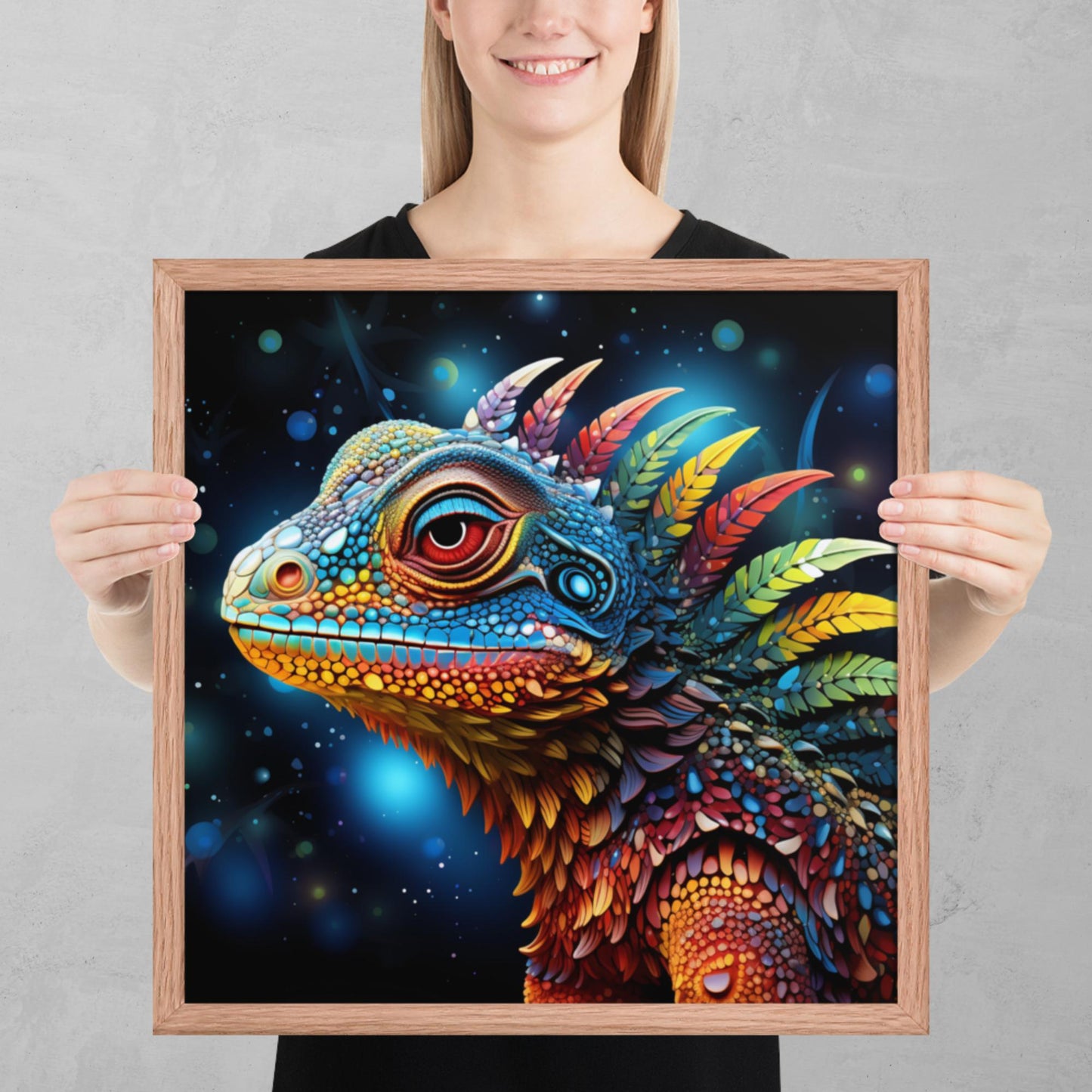 Dot Art Iguana Framed Poster