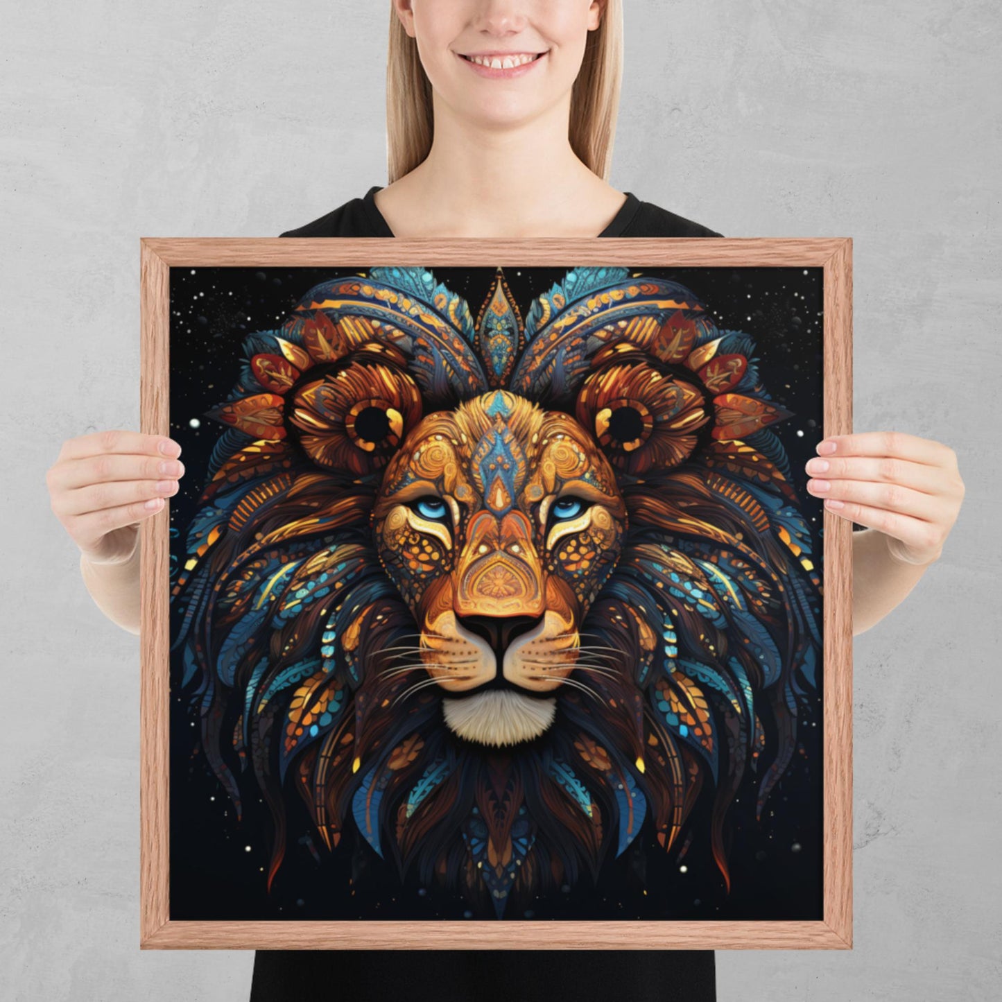 Dot Art Lion Framed Poster