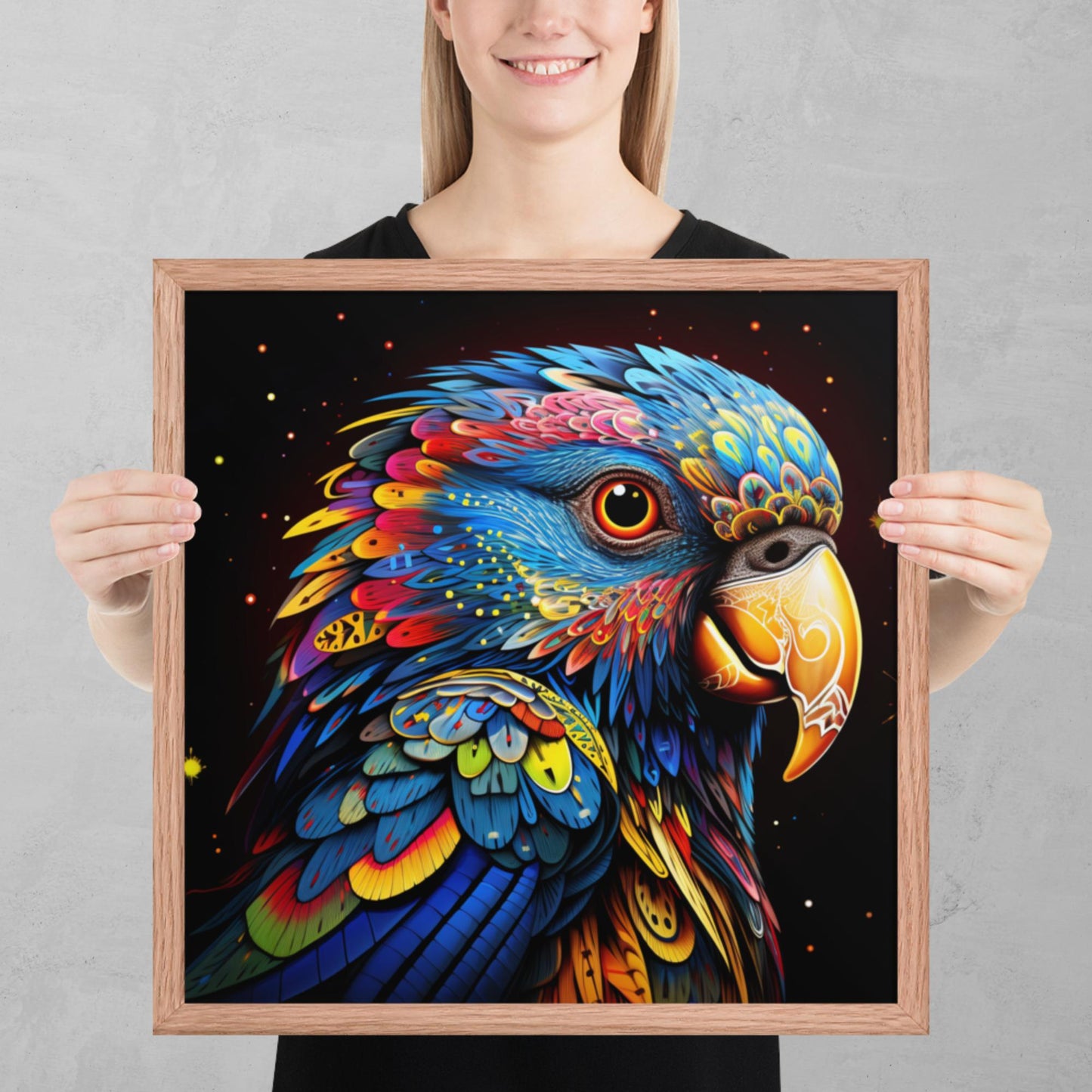 Dot Art Parrot Framed Poster