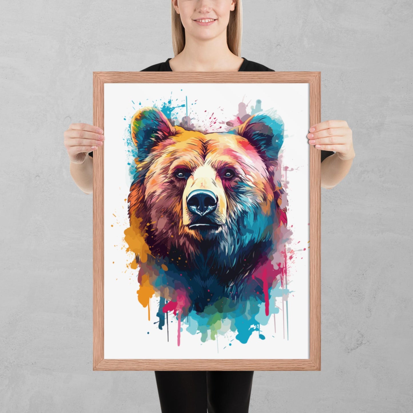 Rainbow Paint Bear Framed Poster