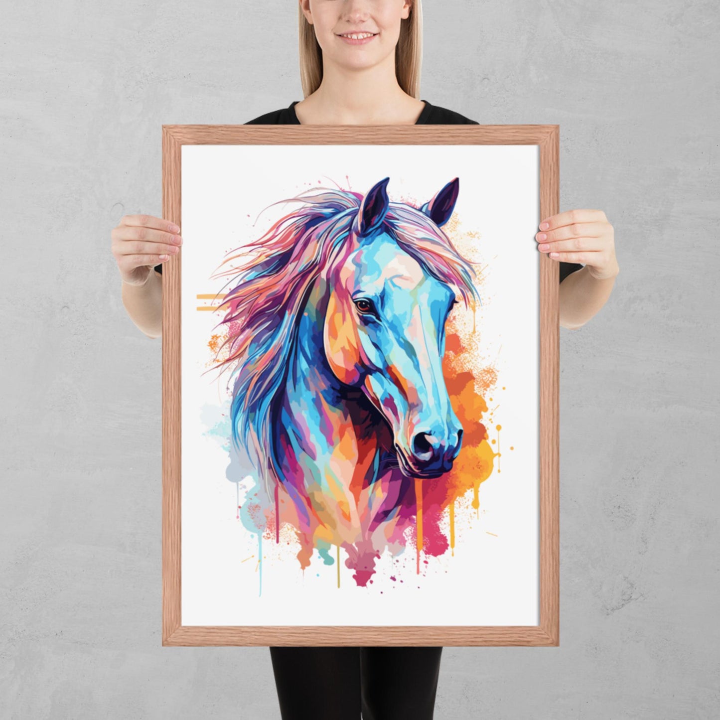 Rainbow Paint Horse Framed Poster