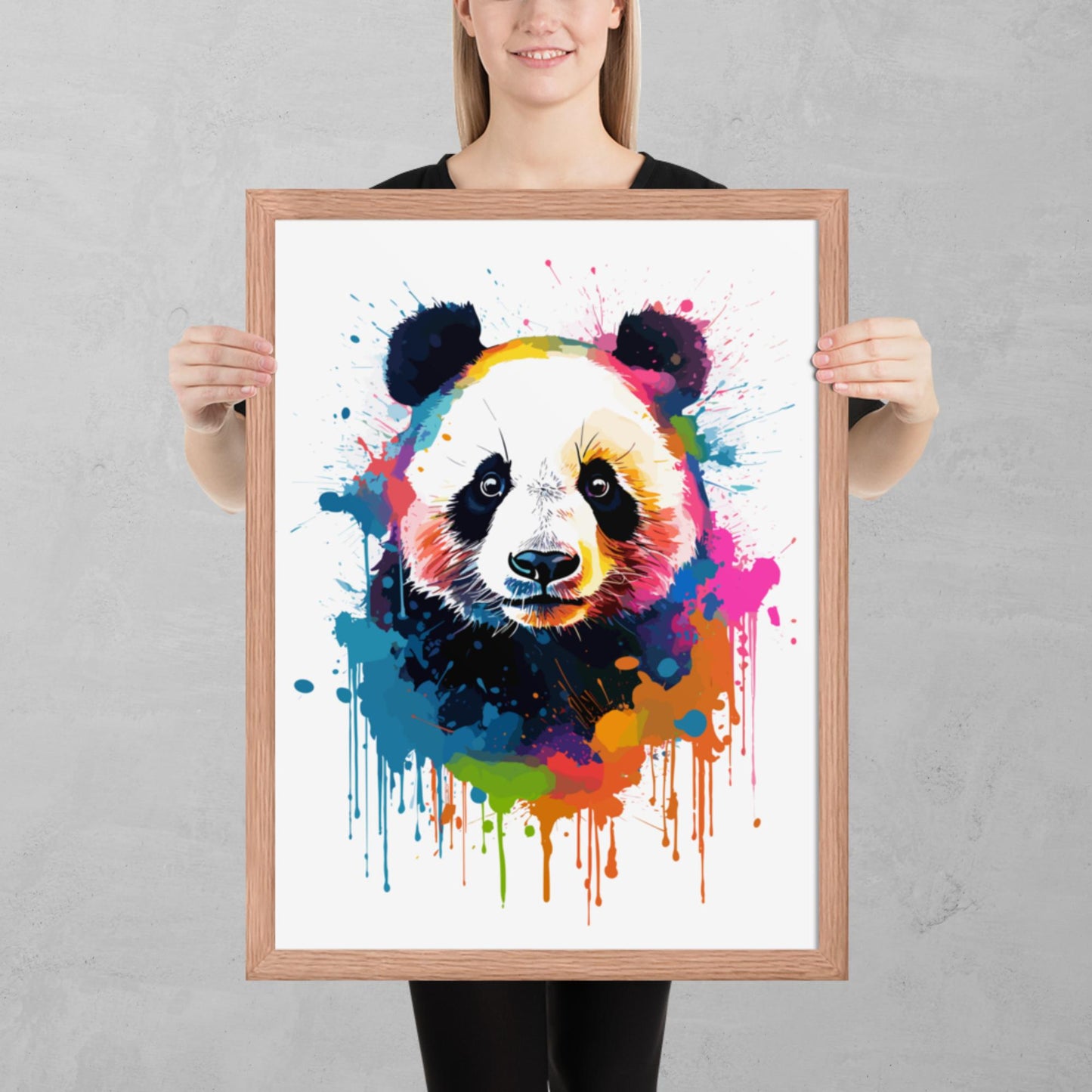 Rainbow Paint Panda Framed Poster