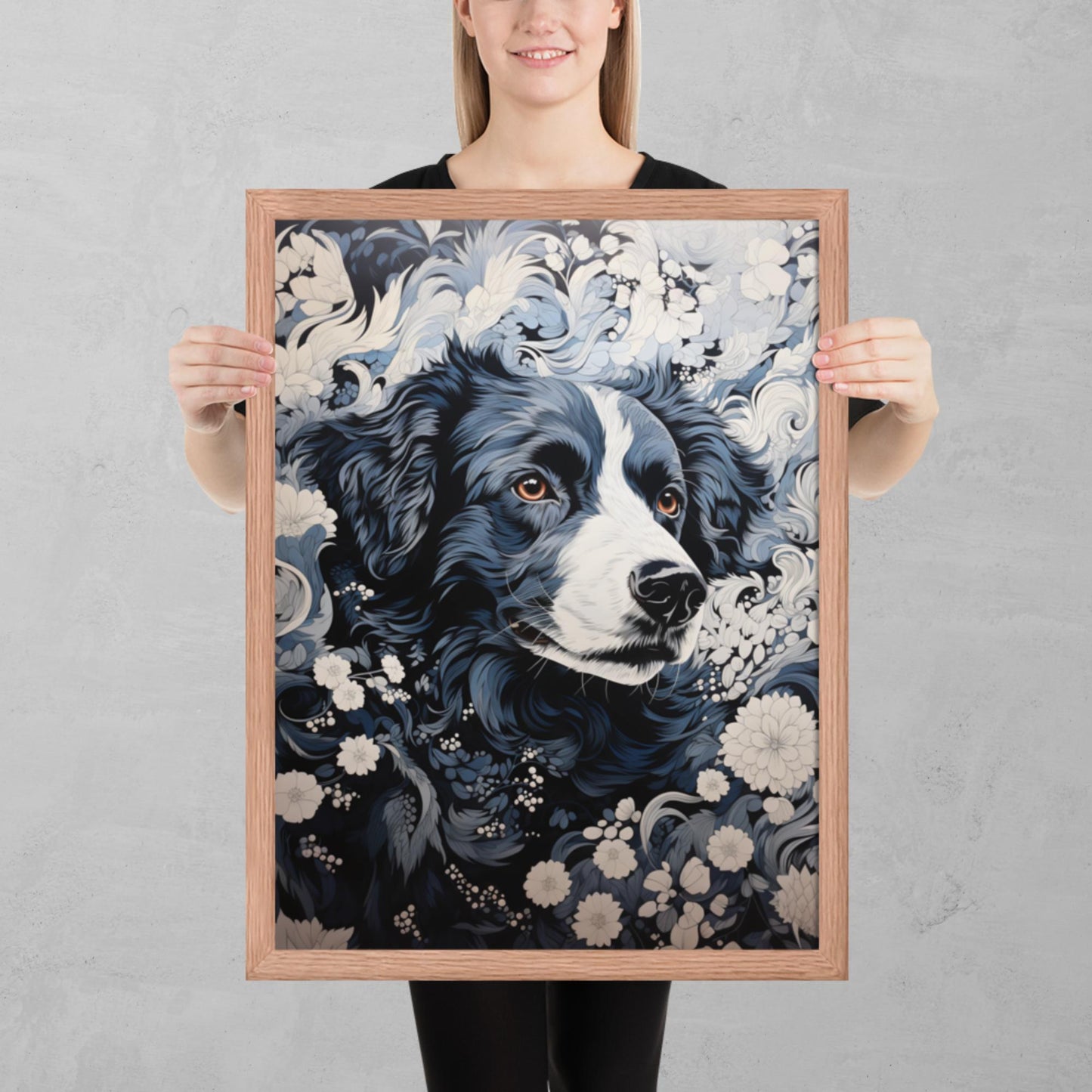 Ukiyo-e Dog Framed Poster