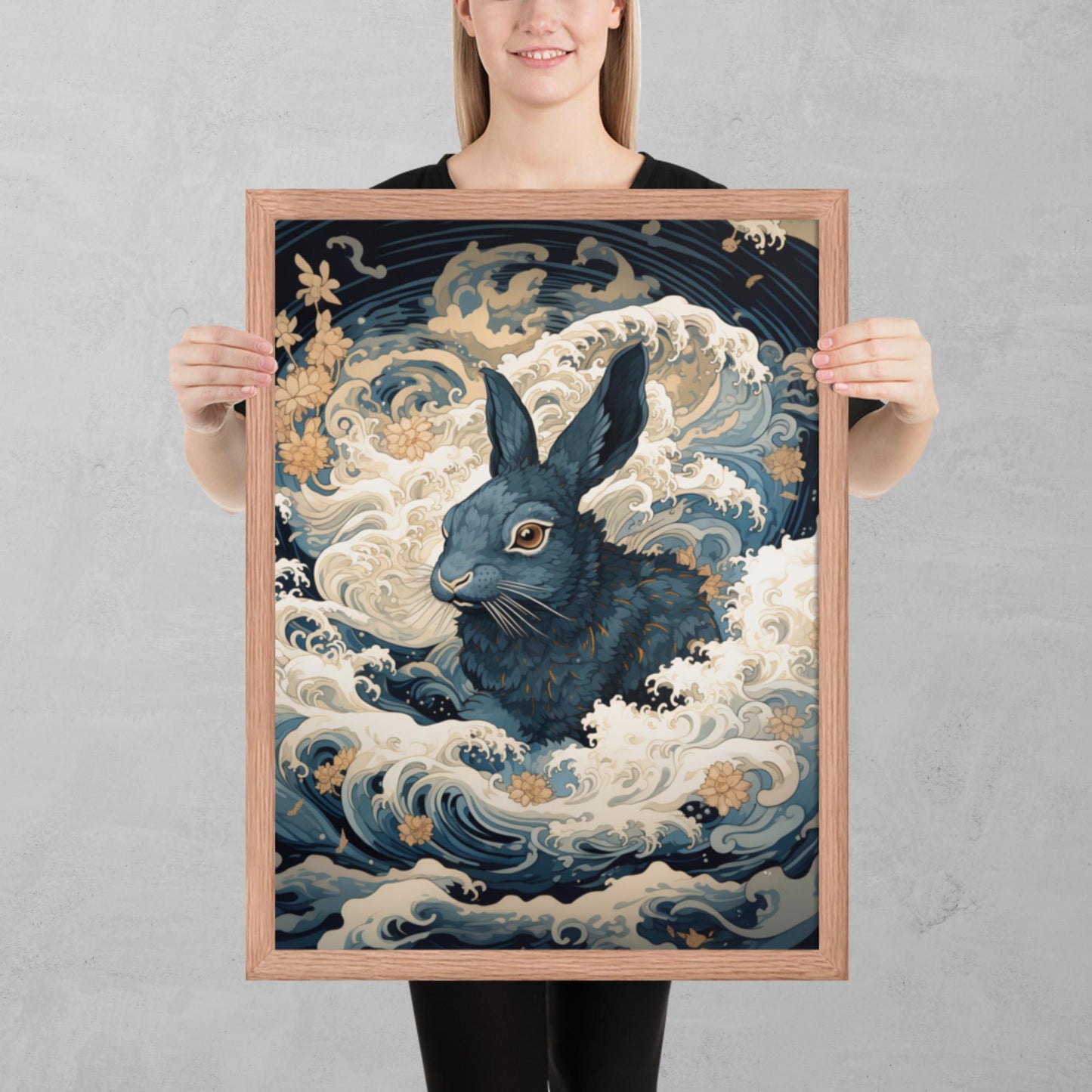 Ukiyo-e Rabbit Framed Poster