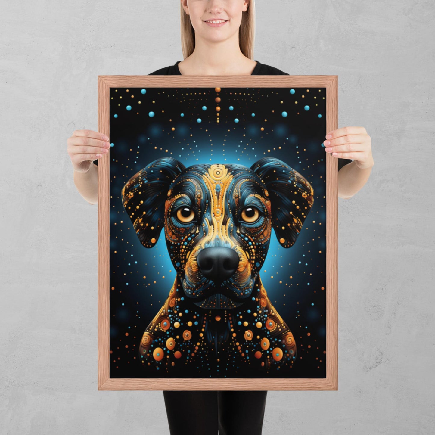 Dot Art Dog Framed Poster