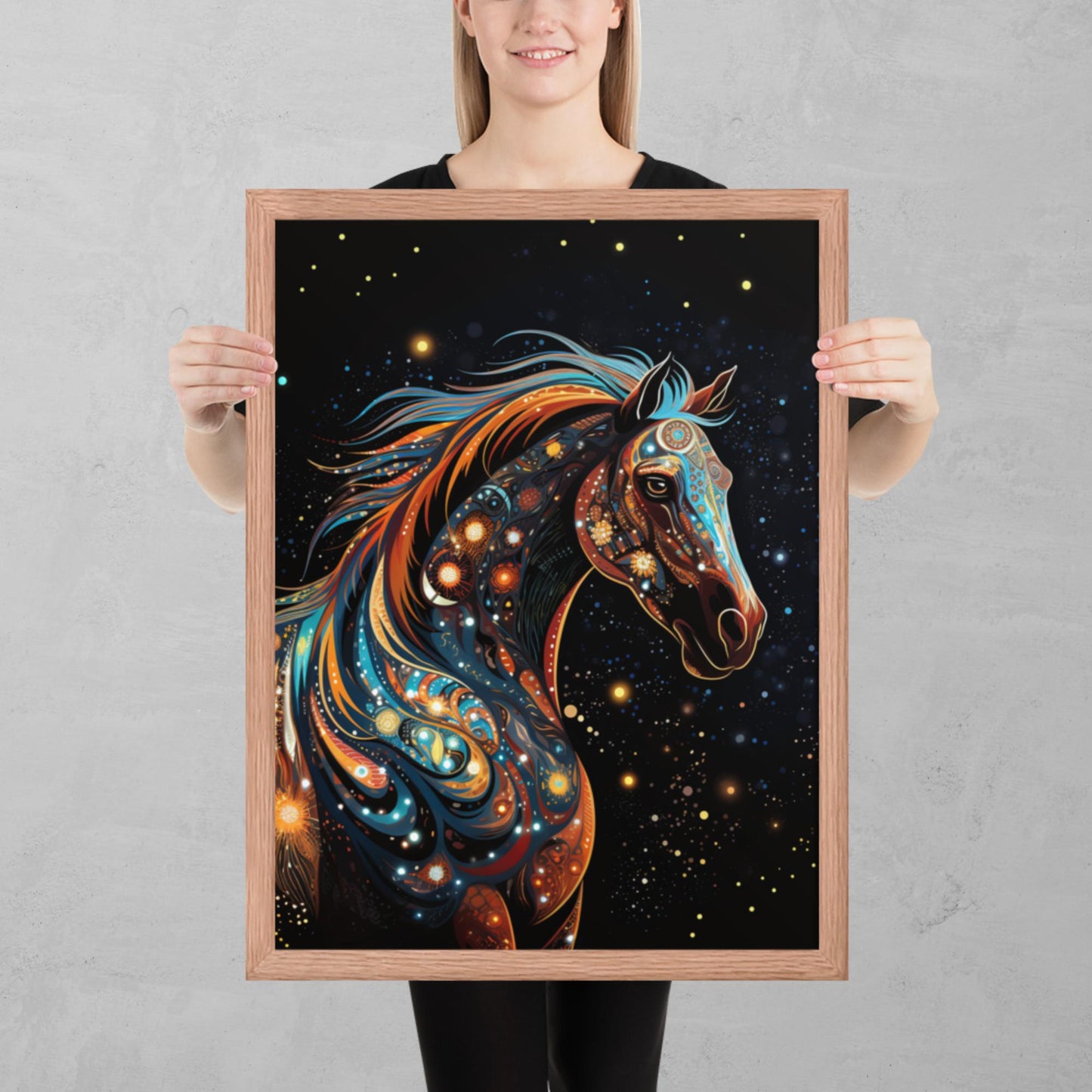 Dot Art Horse Framed Poster