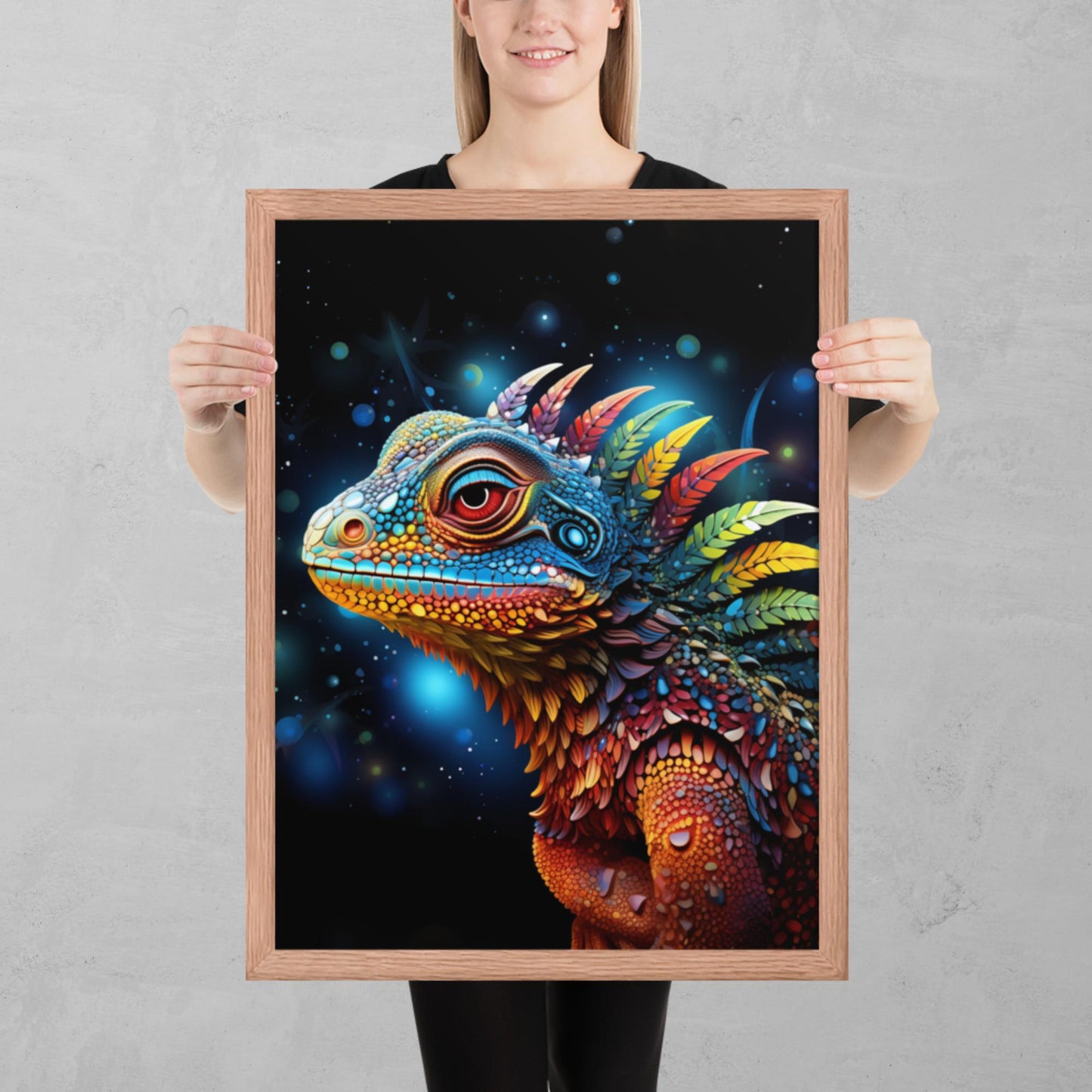 Dot Art Iguana Framed Poster