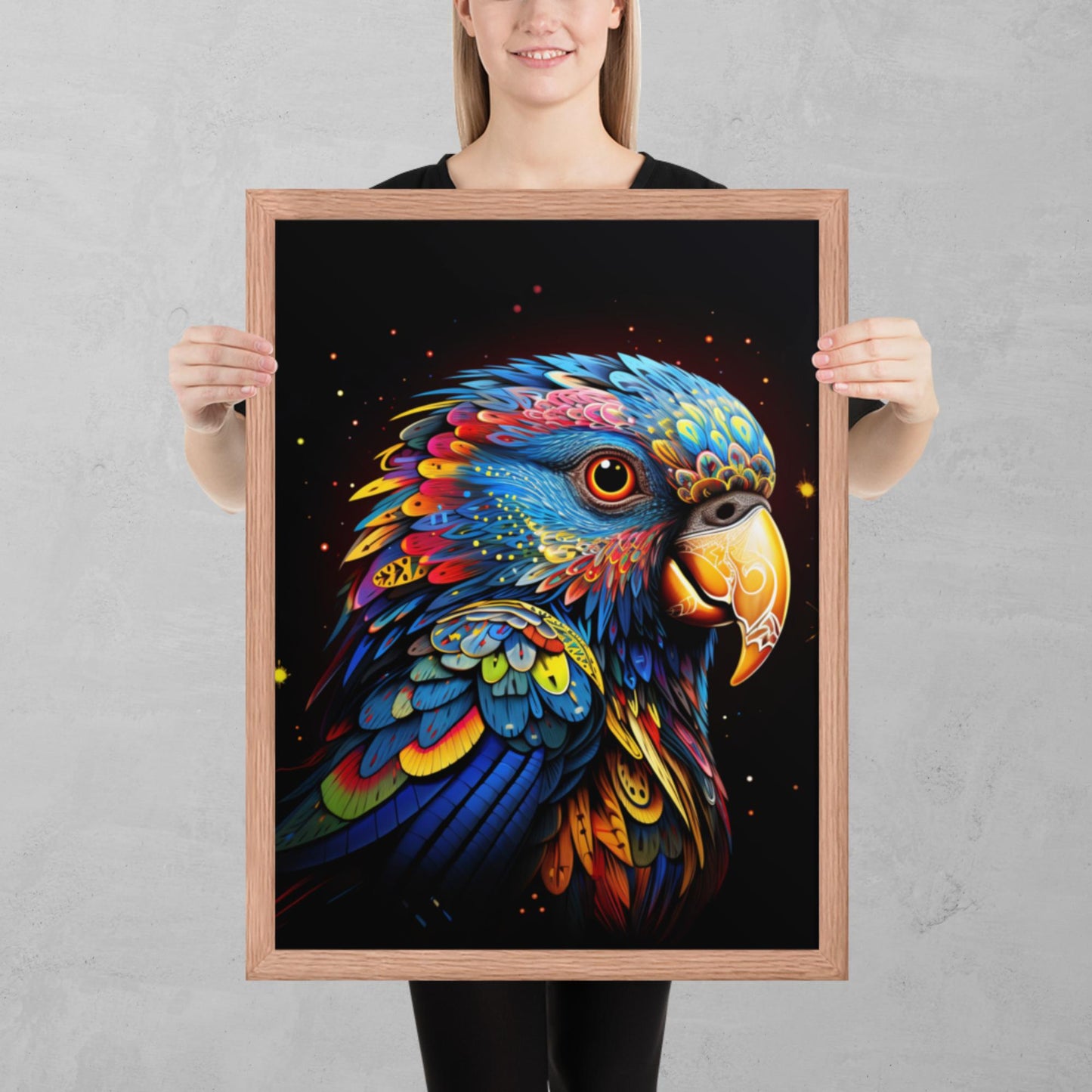 Dot Art Parrot Framed Poster