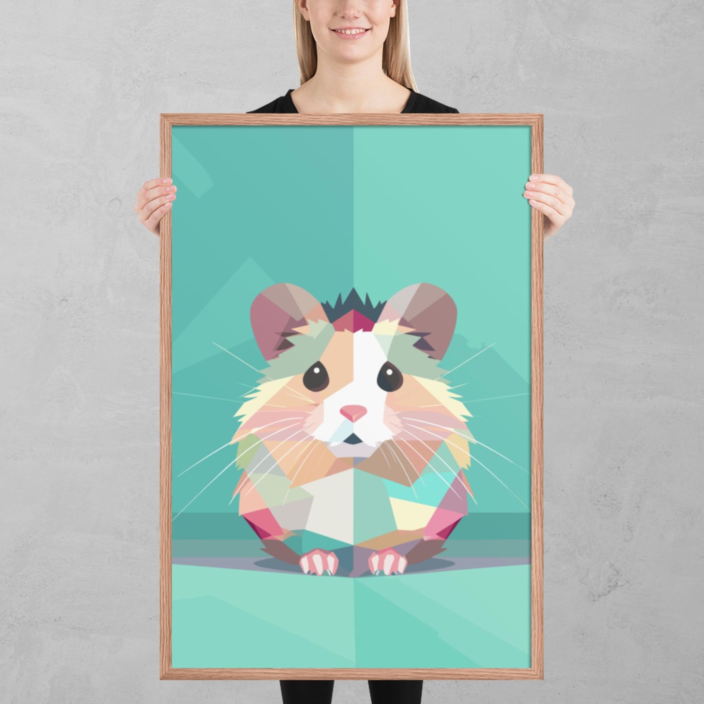 Green and Pink Hamster Framed Poster