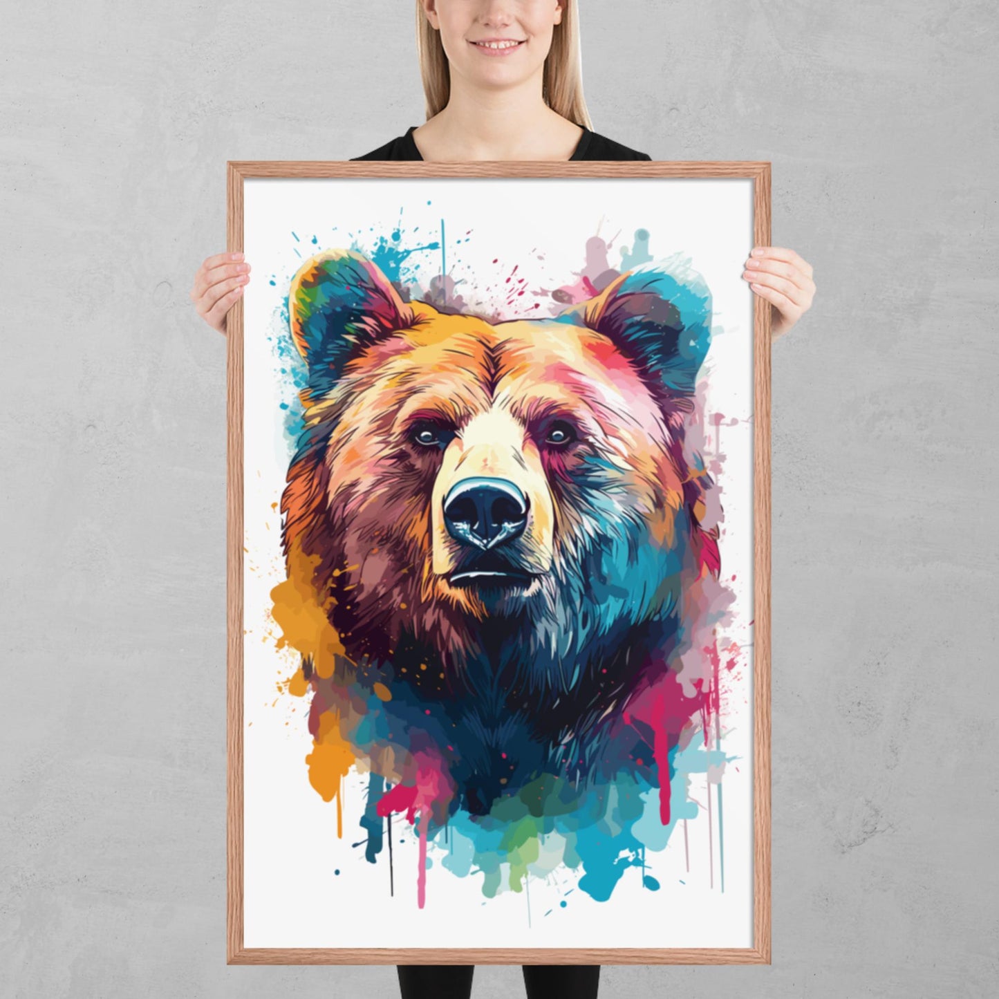 Rainbow Paint Bear Framed Poster